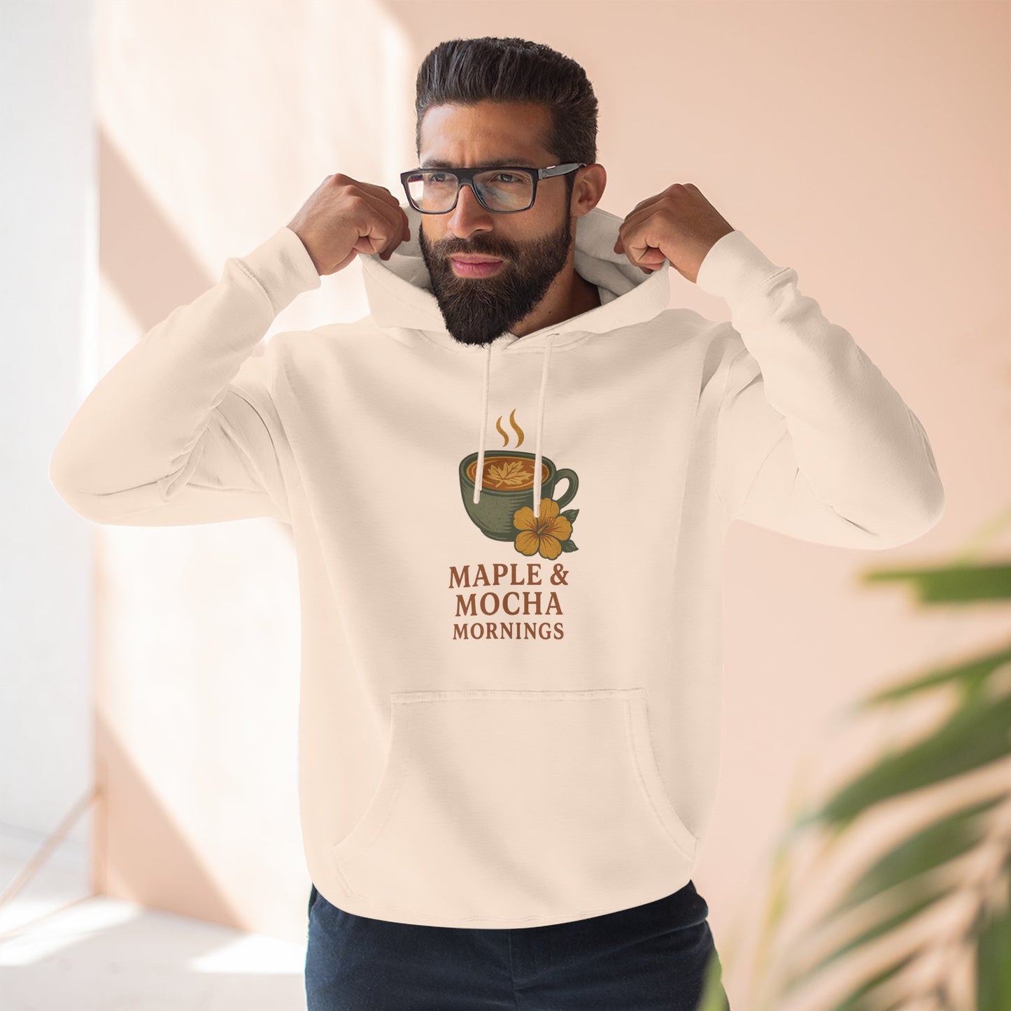Cozy Maple & Mocha Fleece Hoodie, Perfect for Mornings, Autumn Fashion, Casualwear, Gift for Coffee Lovers
