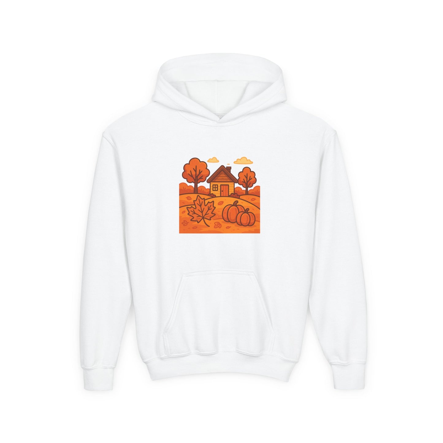 Fall Harvest Youth Sweatshirt, Cozy Hoodie for Autumn, Pumpkin Patch Apparel, Thanksgiving Gift, Outdoor Fun Hoodie