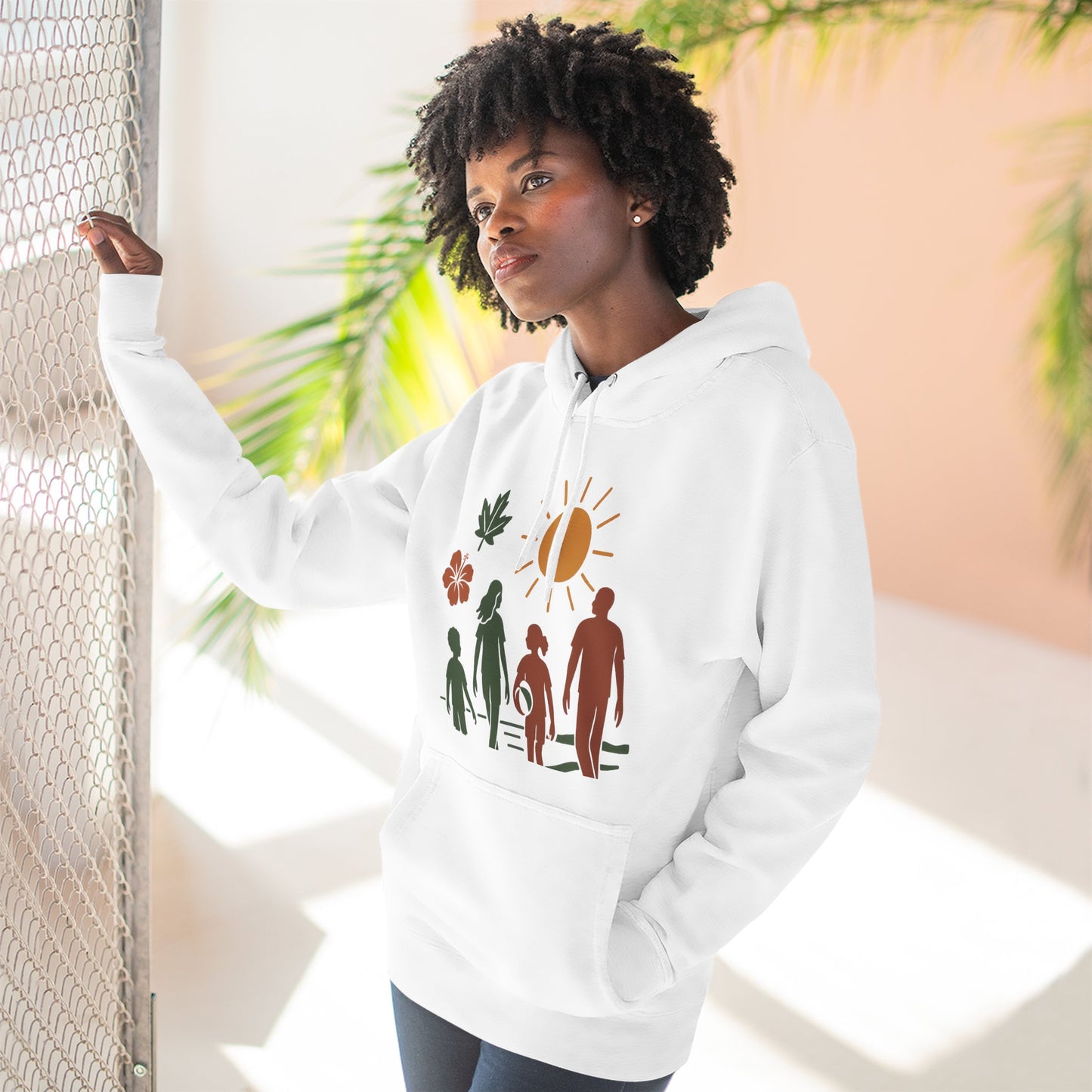 Family Bonding Three-Panel Hoodie, Cozy Family Artwork Fleece, Casual Family Gatherings Sweatshirt, Family Love Hooded Top, Gift for Parents