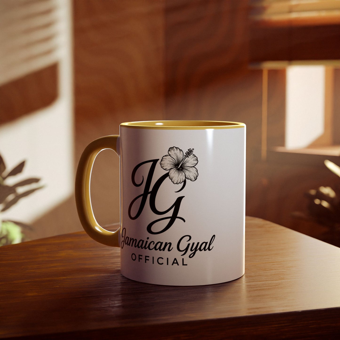 Jamaican Gyal Accent Mug, 11oz Coffee Cup, Floral Design, Gift for Her, Caribbean Culture, Tea Mug, Unique Drinkware