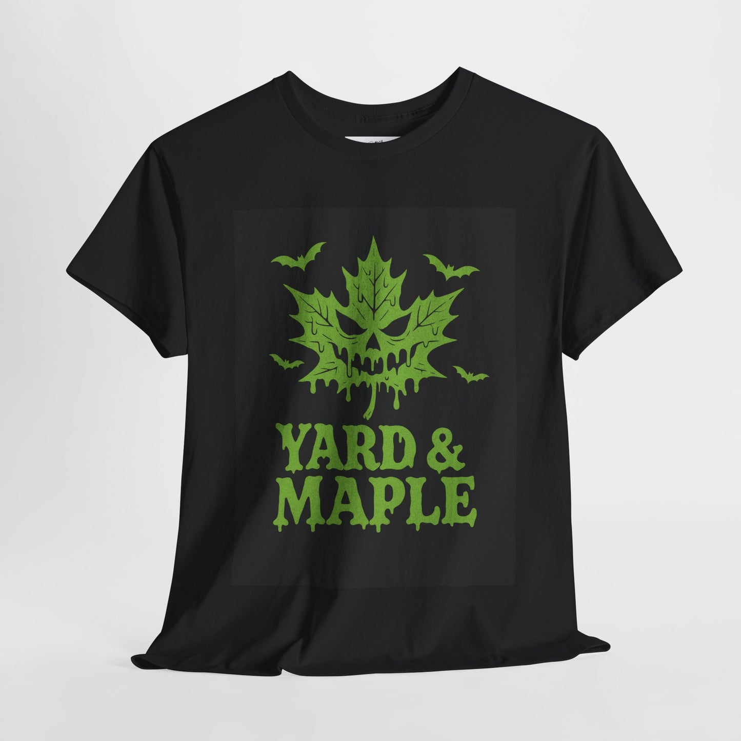 Halloween Themed Unisex Tee with Yard & Maple Design, Autumn Apparel, Fall T-Shirt, Spooky Graphic Tee, Unisex Halloween Shirt
