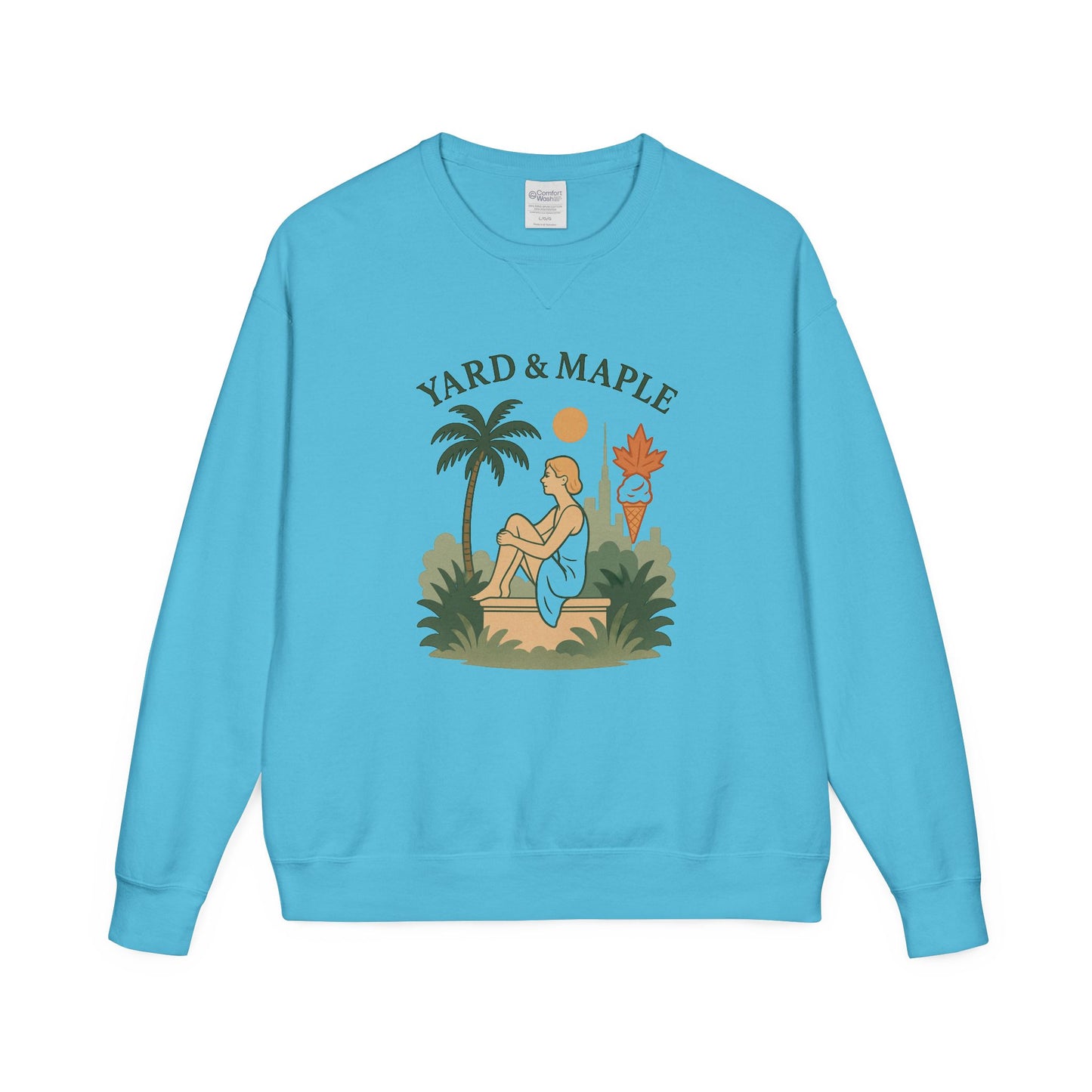 Yard & Maple Crewneck Sweatshirt, Cozy Sweatshirt, Unisex Apparel, Casual Wear, Summer Vibes, Gift for Him or Her