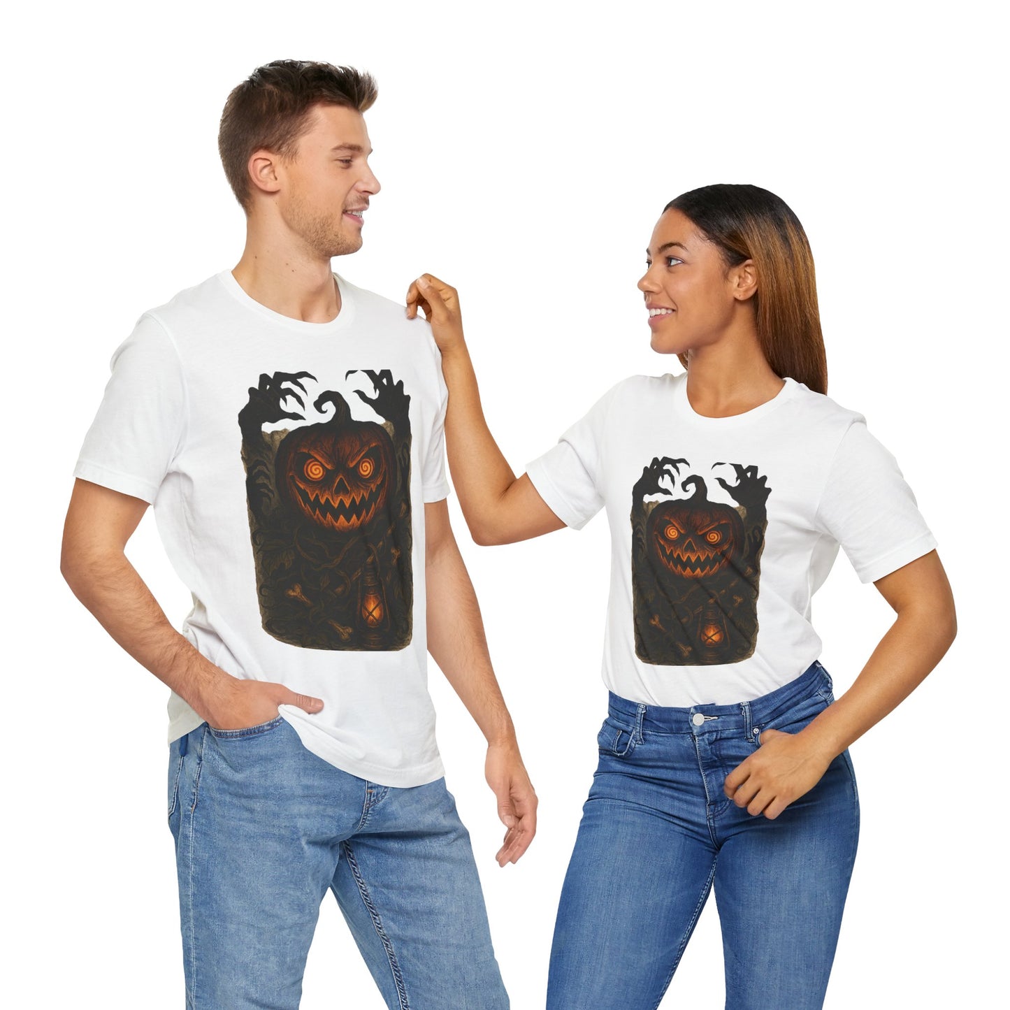 Halloween Pumpkin Tee, Unisex Jersey Short Sleeve Shirt, Fall Festival Apparel, Spooky T-Shirt, Trick or Treat Gift, Autumn Vibes