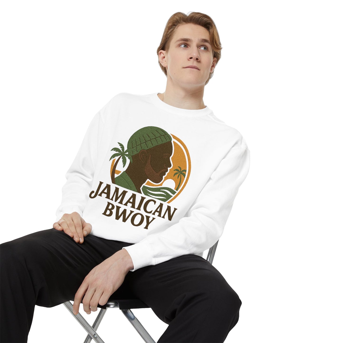 Jamaican Bwoy Sweatshirt, Cozy Unisex Pullover, Streetwear Style, Perfect Gift for Reggae Lovers, Summer Vibes Apparel, Gift for Him/Her