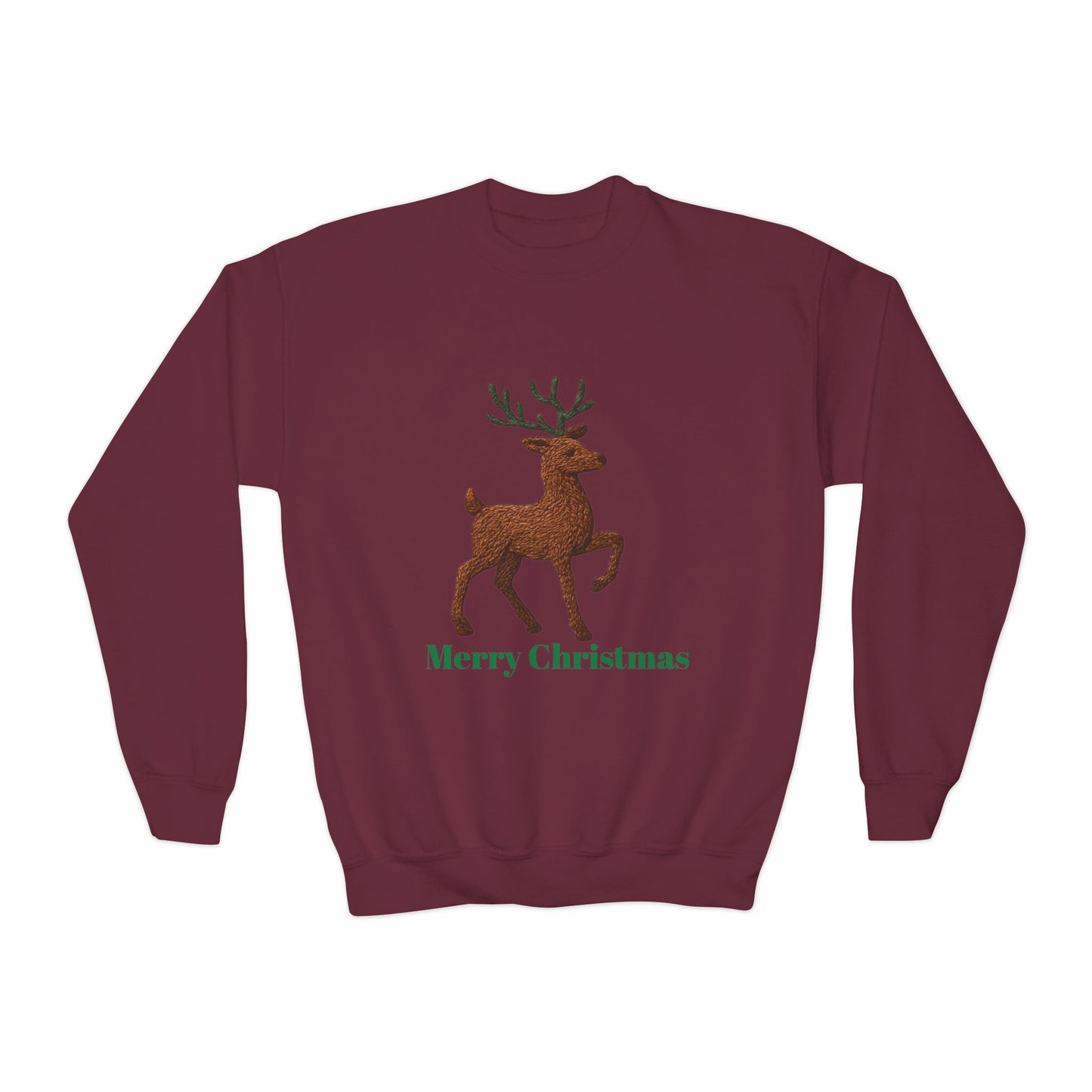 Christmas Reindeer Youth Crewneck Sweatshirt, Holiday Sweater, Winter Fashion, Kids Christmas Gift, Merry Christmas Apparel