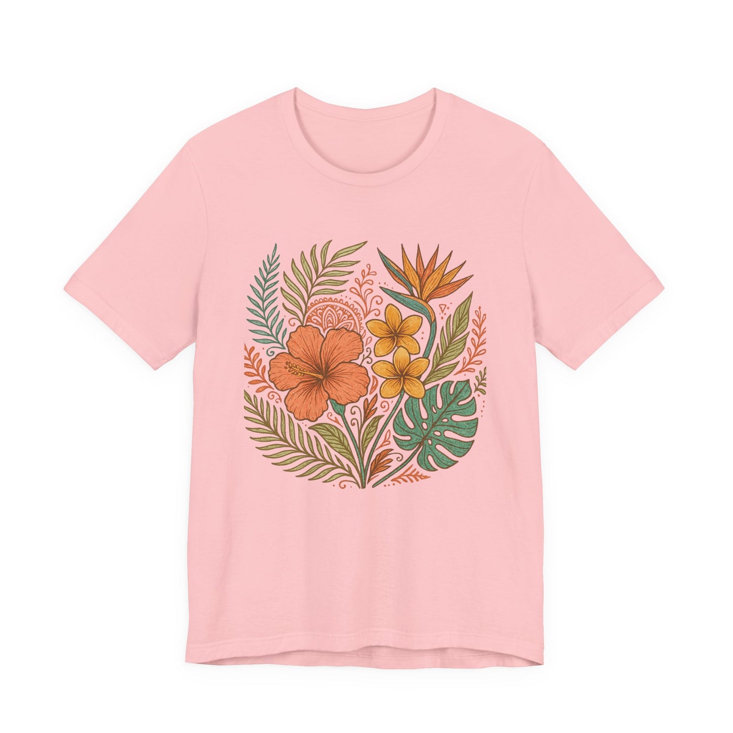 Floral Patterned Unisex Tee - Botanical Style, Summer Wardrobe Essential, Nature Lover Gift, Casual Wear, Eco-Friendly Fashion
