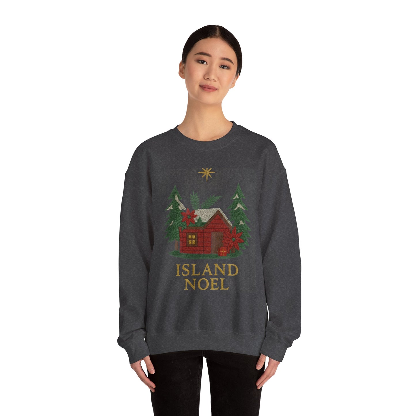 Cozy Holiday Sweatshirt - Island Noel Design, Unisex Christmas Crewneck, Winter Apparel, Gift for Him/Her, Seasonal Fashion