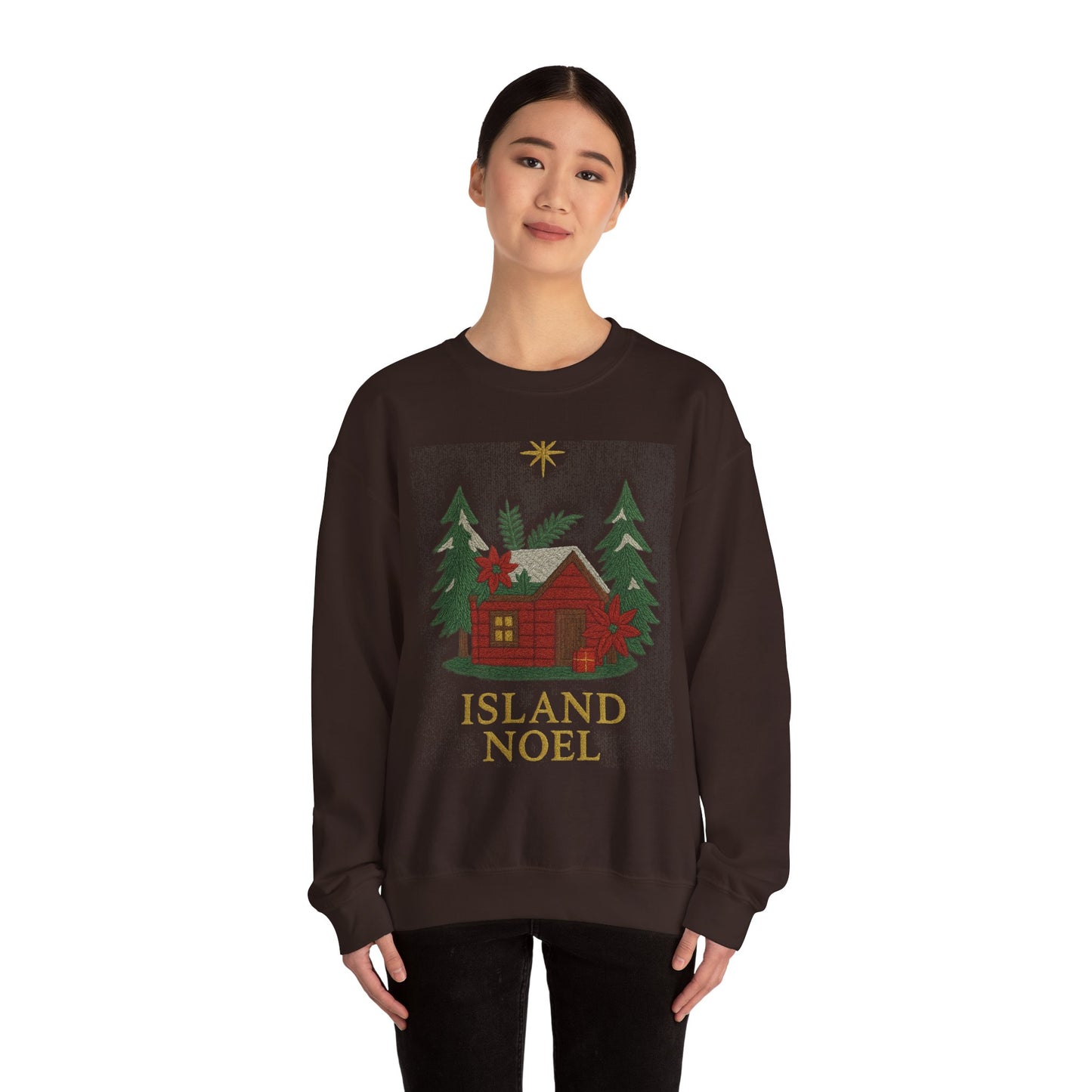 Cozy Holiday Sweatshirt - Island Noel Design, Unisex Christmas Crewneck, Winter Apparel, Gift for Him/Her, Seasonal Fashion