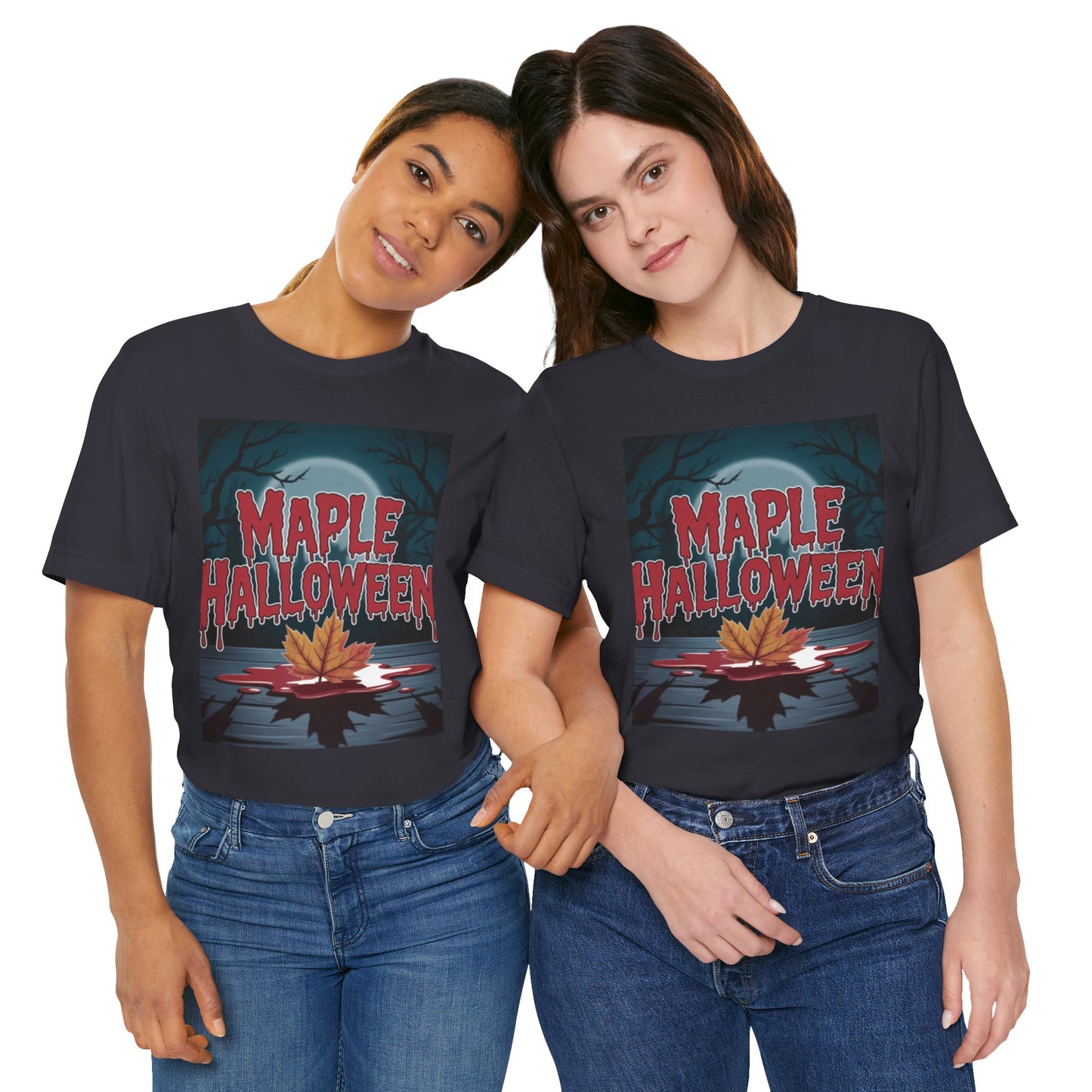 Maple Halloween Tee - Spooky Unisex Jersey Short Sleeve T-Shirt for Autumn Celebrations, Halloween Parties, Fall Fashion, Unique Gift