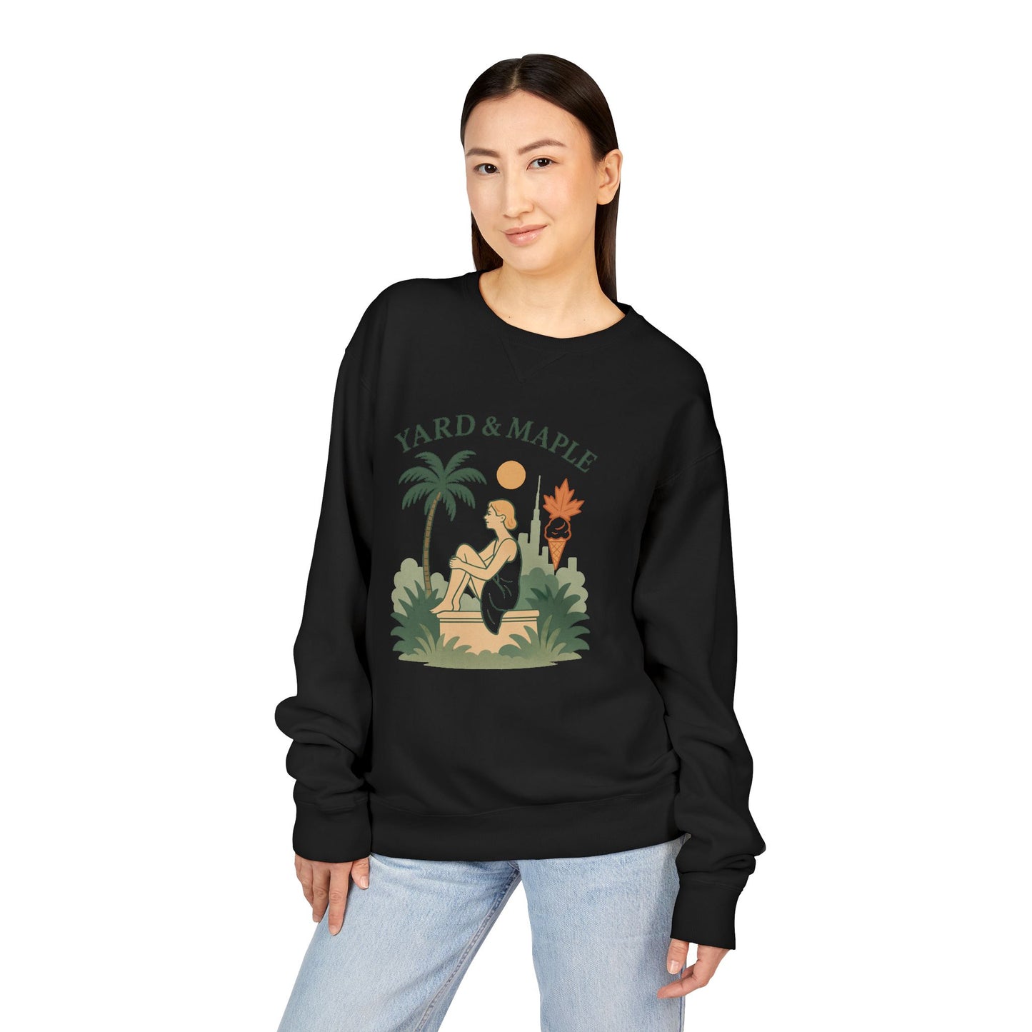 Yard & Maple Crewneck Sweatshirt, Cozy Sweatshirt, Unisex Apparel, Casual Wear, Summer Vibes, Gift for Him or Her