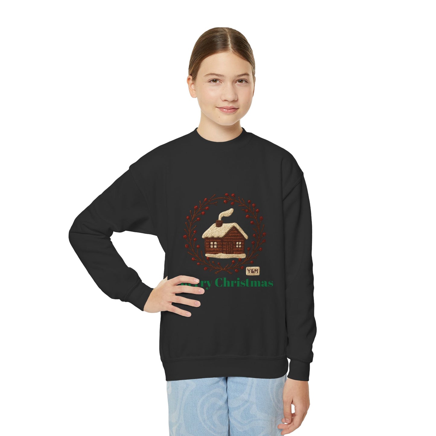 Christmas Youth Crewneck Sweatshirt, Holiday Gift, Cozy Winter Sweater, Festive Christmas Apparel, Toddler Sweatshirt