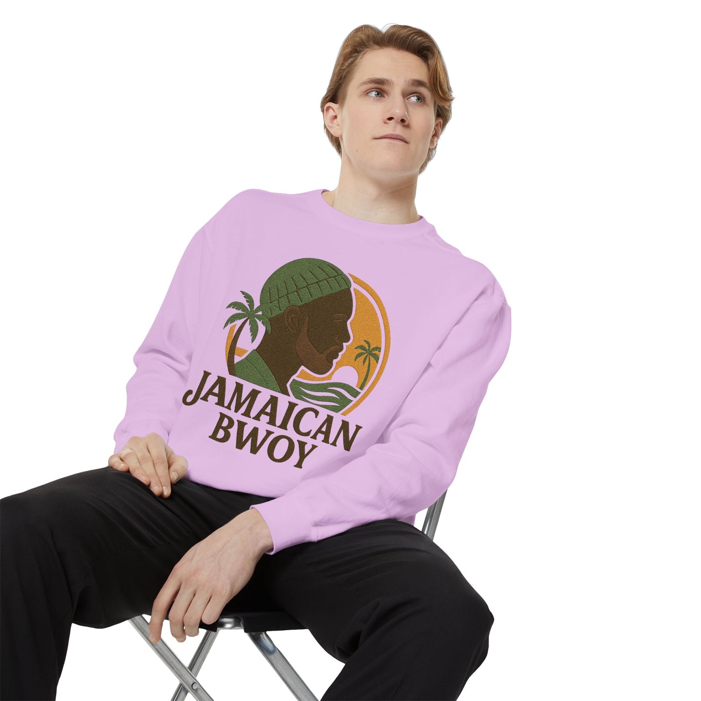 Jamaican Bwoy Sweatshirt, Cozy Unisex Pullover, Streetwear Style, Perfect Gift for Reggae Lovers, Summer Vibes Apparel, Gift for Him/Her