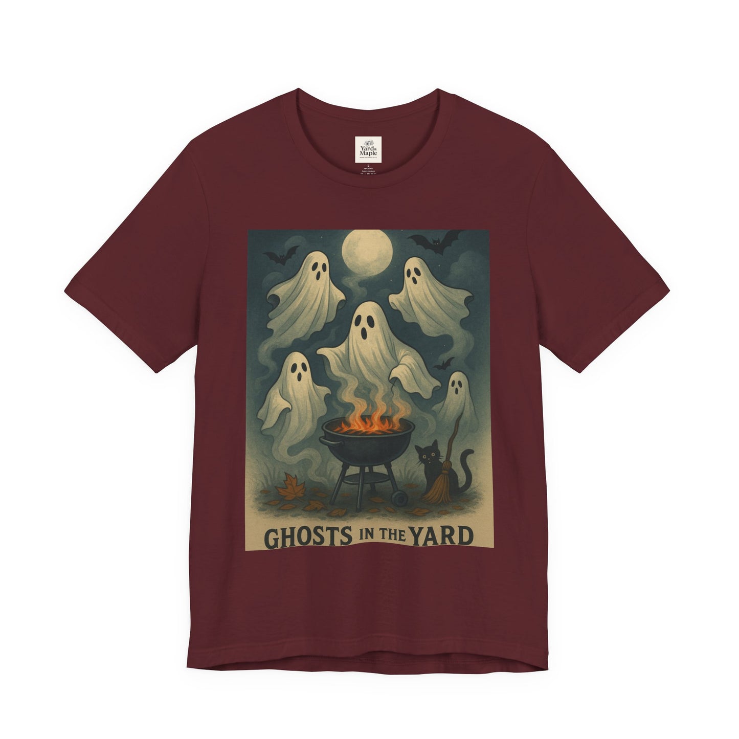 Ghosts in the Yard Tee - Spooky Unisex Short Sleeve Shirt, Halloween Shirt, Ghost Design, Casual Halloween Wear, Gift for Ghost Lovers