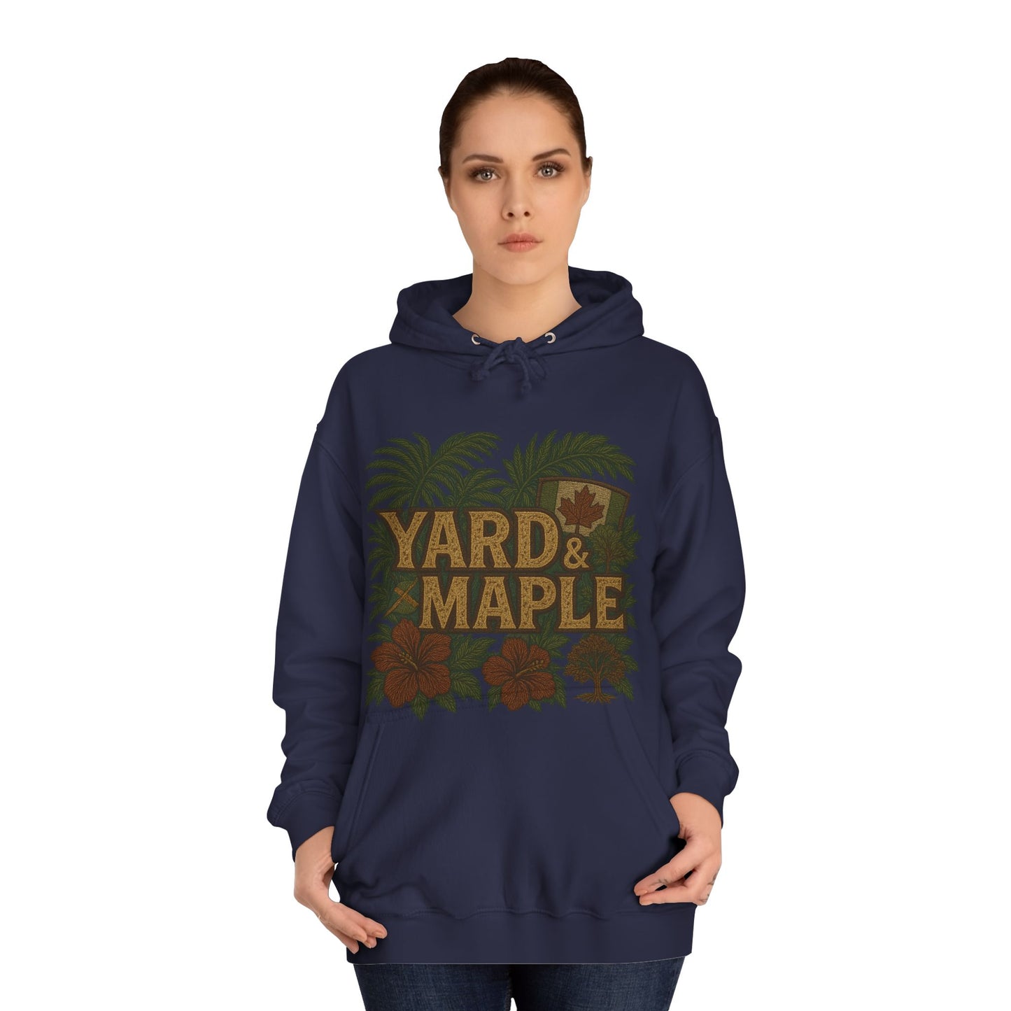 Cozy Unisex College Hoodie - Yard & Maple, Casual Wear, Student Gift, Outdoor Activity Sweater, Fall Fashion