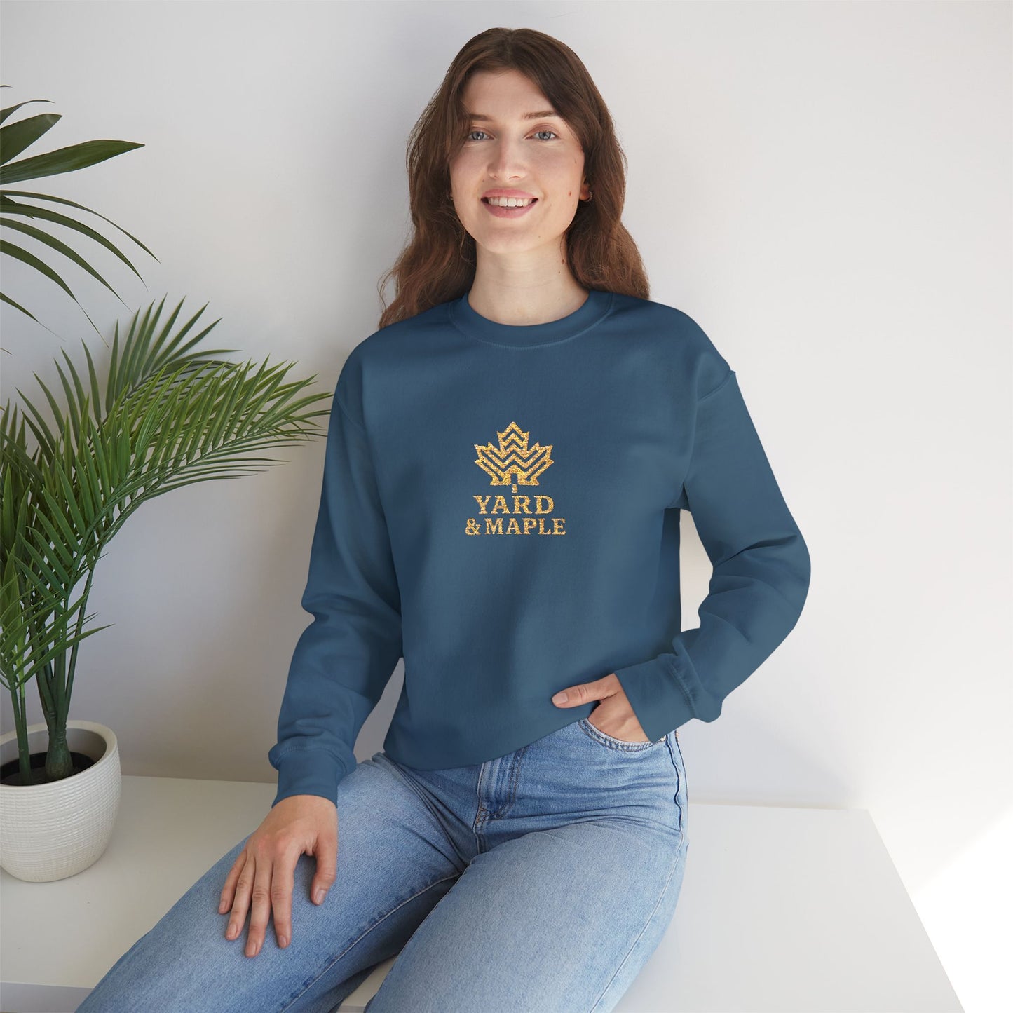 Cozy Unisex Crewneck Sweatshirt with Embroidered Leaf Design, Perfect for Fall, Thanksgiving, Casual Outings, Friends and Family Gatherings, Gifts