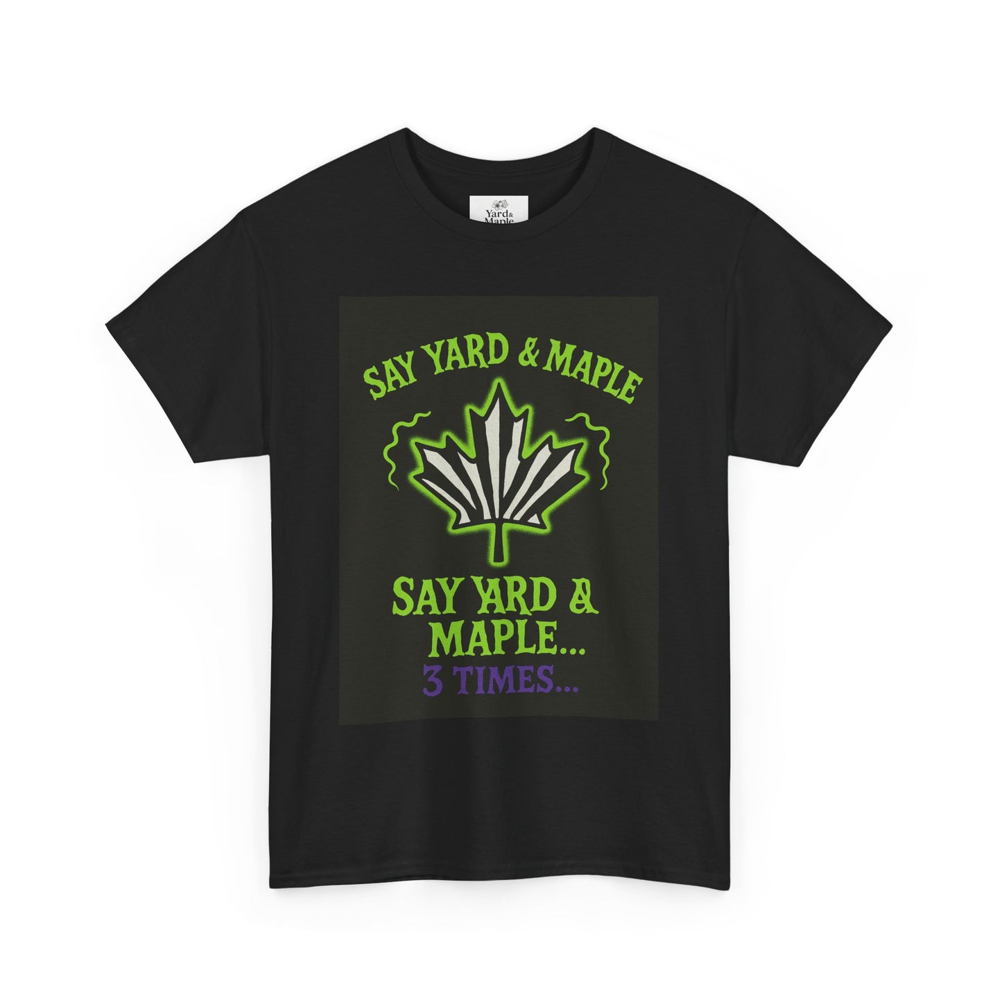 Unisex Heavy Cotton Tee: Say Yard & Maple Graphic T-Shirt, Casual Wear, Gifts for Nature Lovers, Summer Outfits, Eco-Friendly Fashion