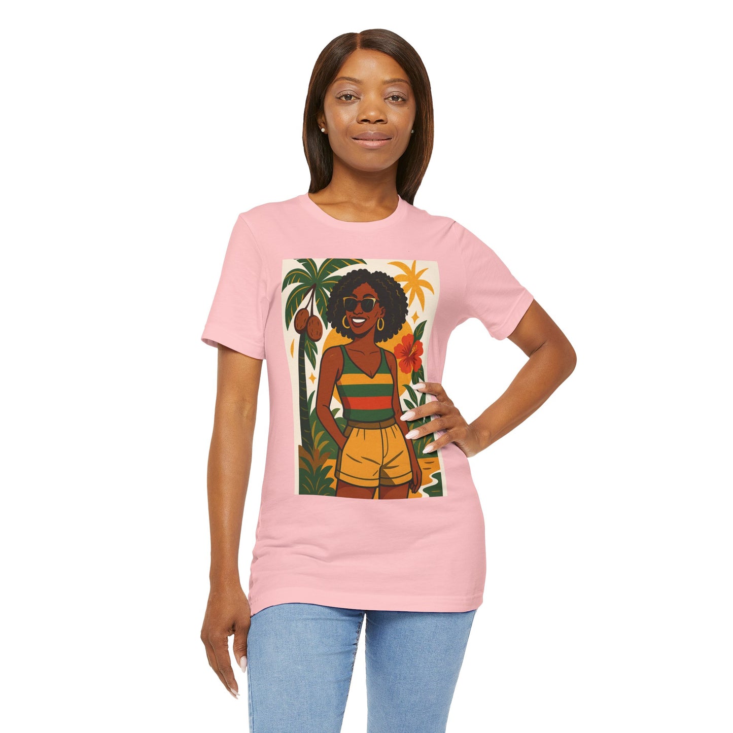 Tropical Graphic Tee for Summer Vibes, Beach Wear, Vacation Style, Graphic T-Shirt for Women, Summer Gift, Casual Outfit