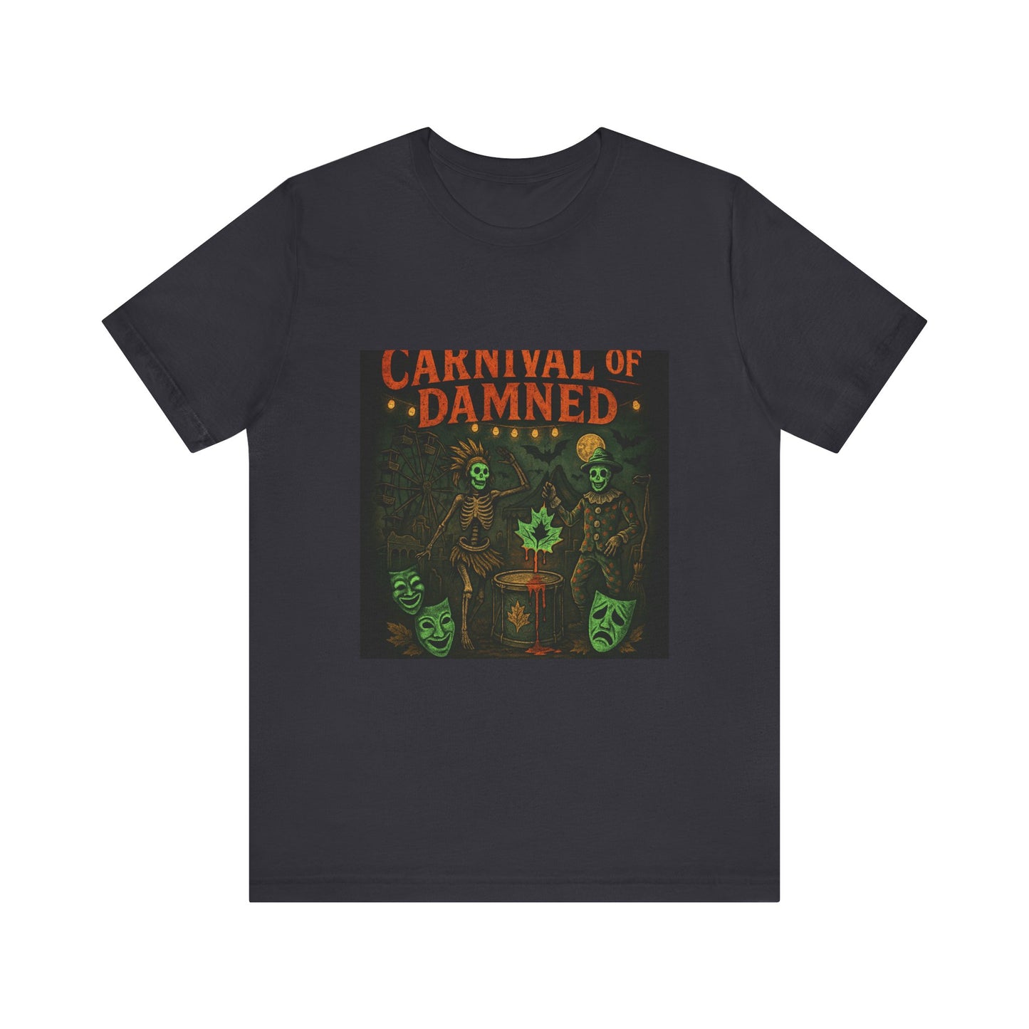 Carnival of Damned Tee | Unisex Short Sleeve Shirt, Halloween Shirt, Spooky Tee, Graphic T-Shirt, Gift for Horror Fans