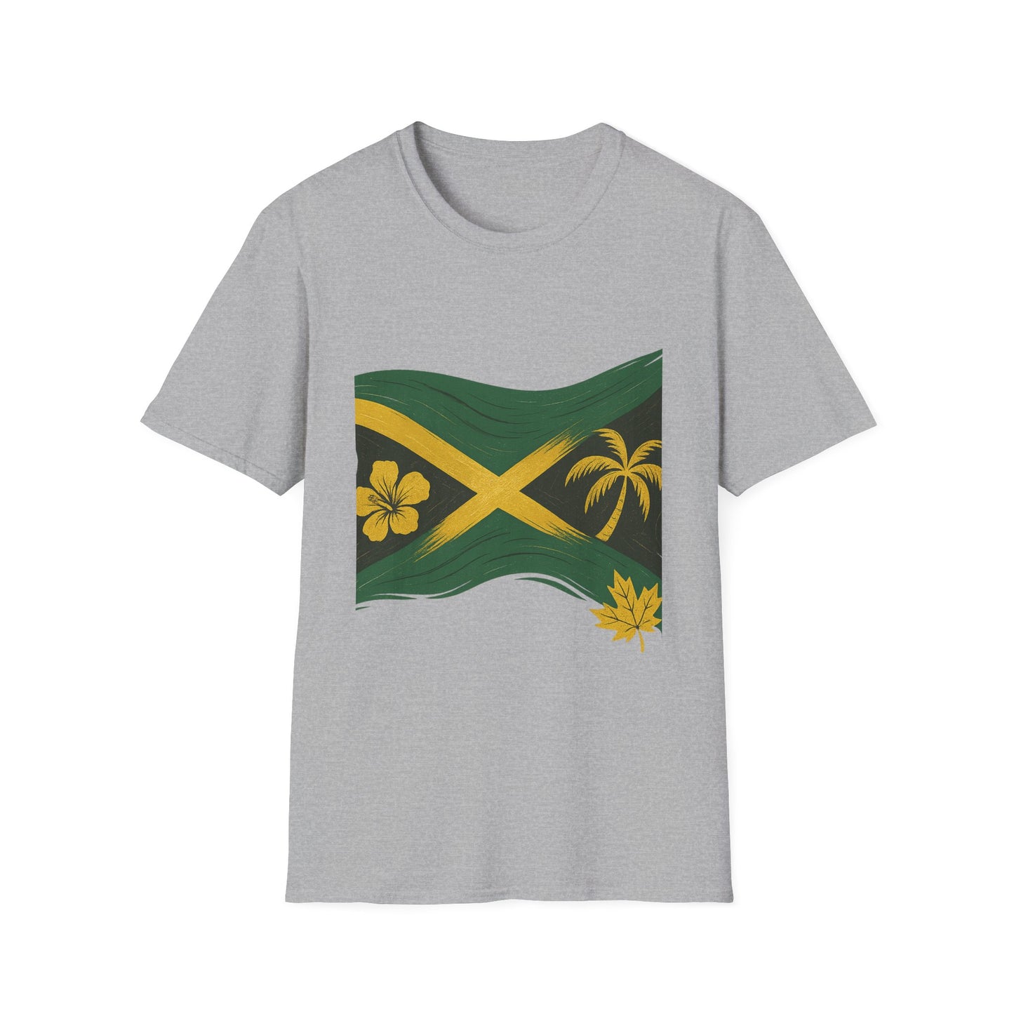 Jamaican Flag Unisex Softstyle T-Shirt - Celebratory Summer Wear, Vacation Shirt, Gift for Travel Lovers, Beach Outfit, Festival Tee