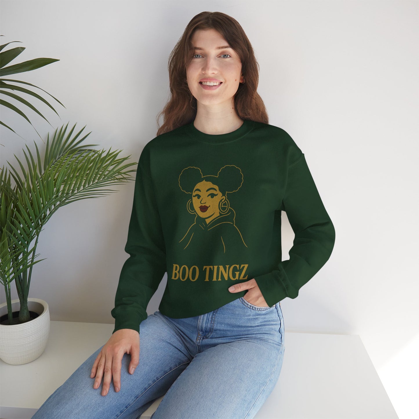 Boo Tingz Crewneck Sweatshirt - Cozy Unisex Gift, Casual Wear, Halloween Outfit, Everyday Comfort, Trendy Streetwear