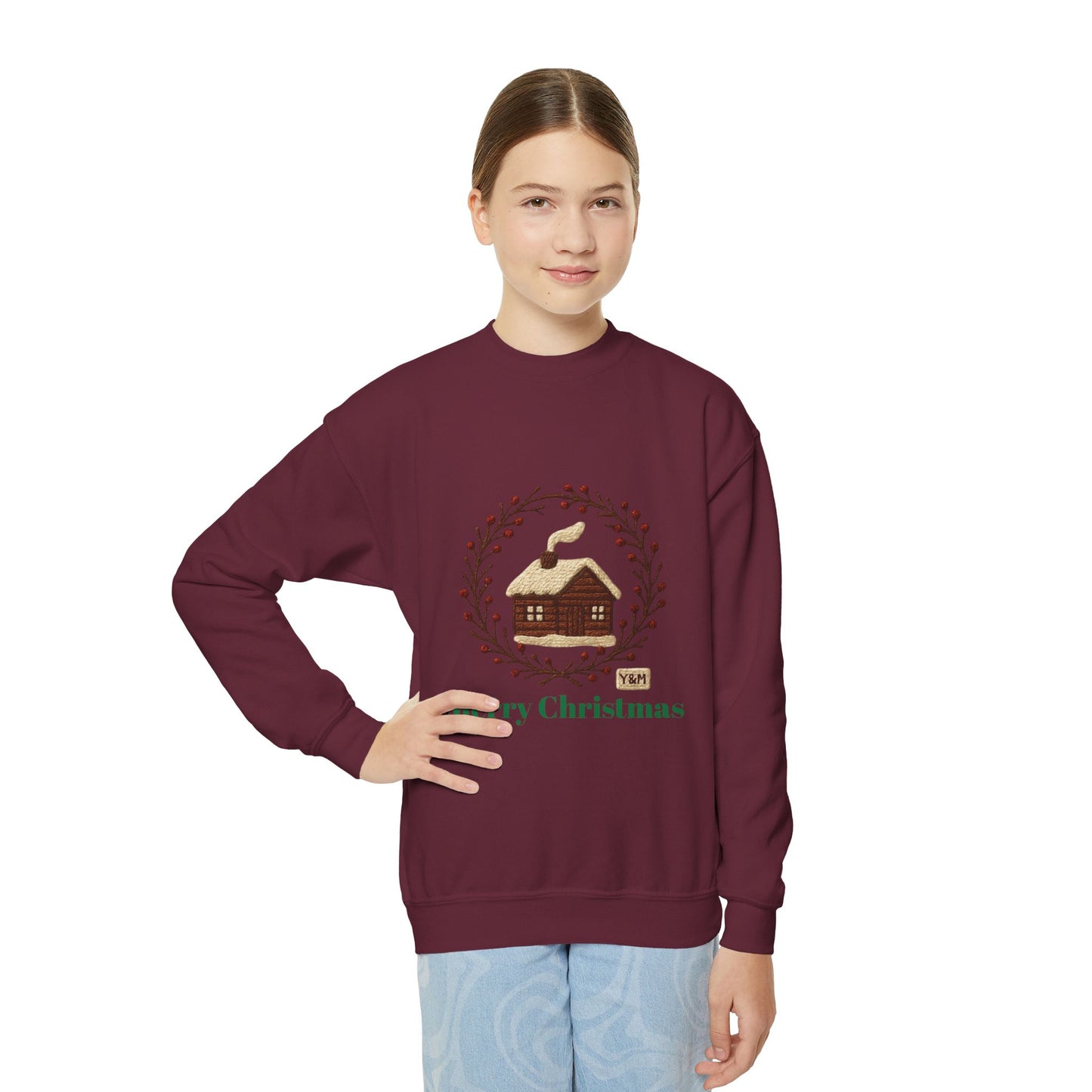 Christmas Youth Crewneck Sweatshirt, Holiday Gift, Cozy Winter Sweater, Festive Christmas Apparel, Toddler Sweatshirt