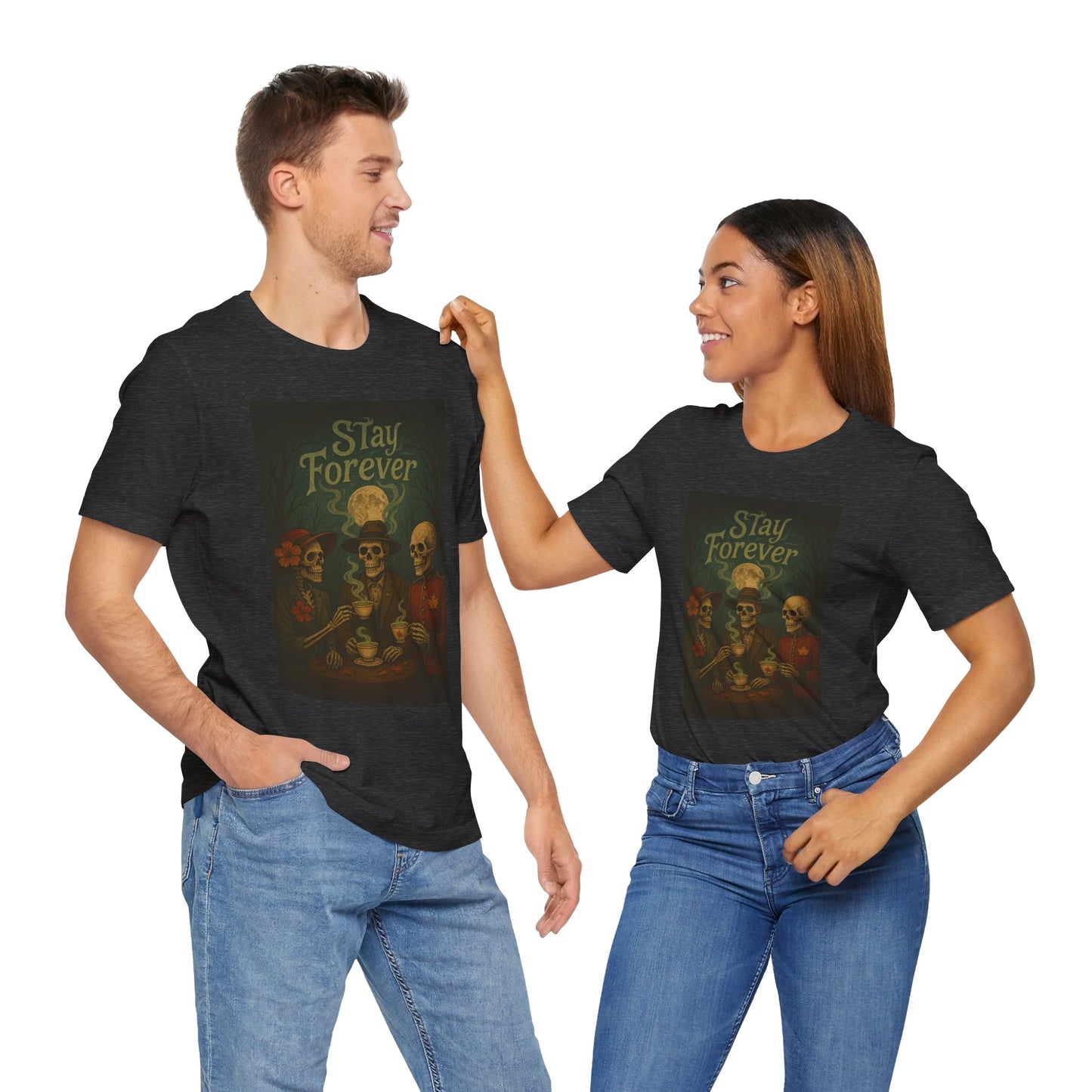 Stay Forever Halloween T-Shirt, Unisex Jersey Tee for Spooky Season, Day of the Dead, Casual Wear, Unique Gift Idea