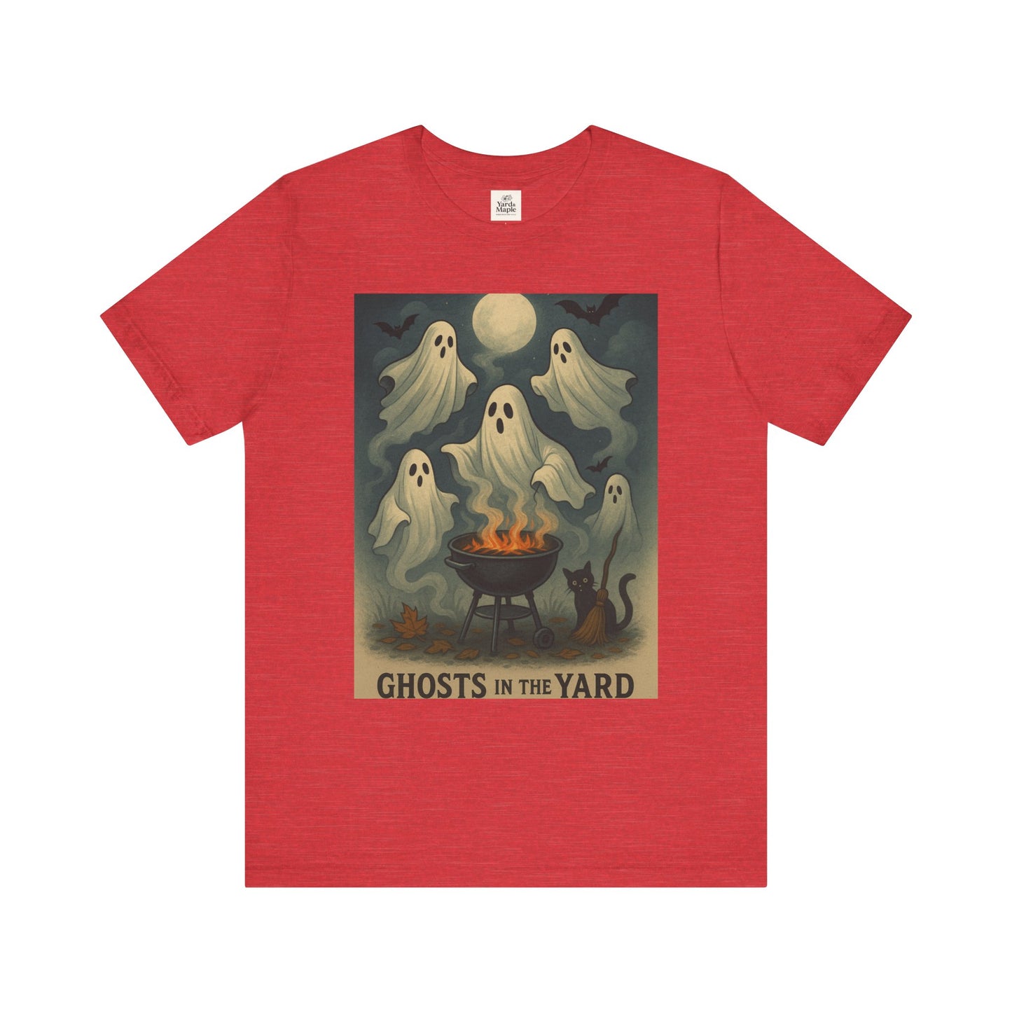 Ghosts in the Yard Tee - Spooky Unisex Short Sleeve Shirt, Halloween Shirt, Ghost Design, Casual Halloween Wear, Gift for Ghost Lovers