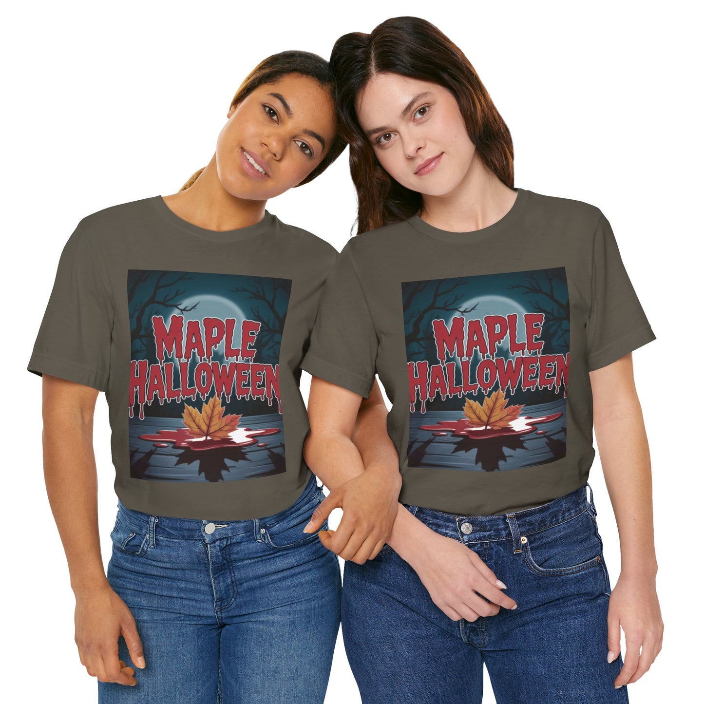 Maple Halloween Tee - Spooky Unisex Jersey Short Sleeve T-Shirt for Autumn Celebrations, Halloween Parties, Fall Fashion, Unique Gift