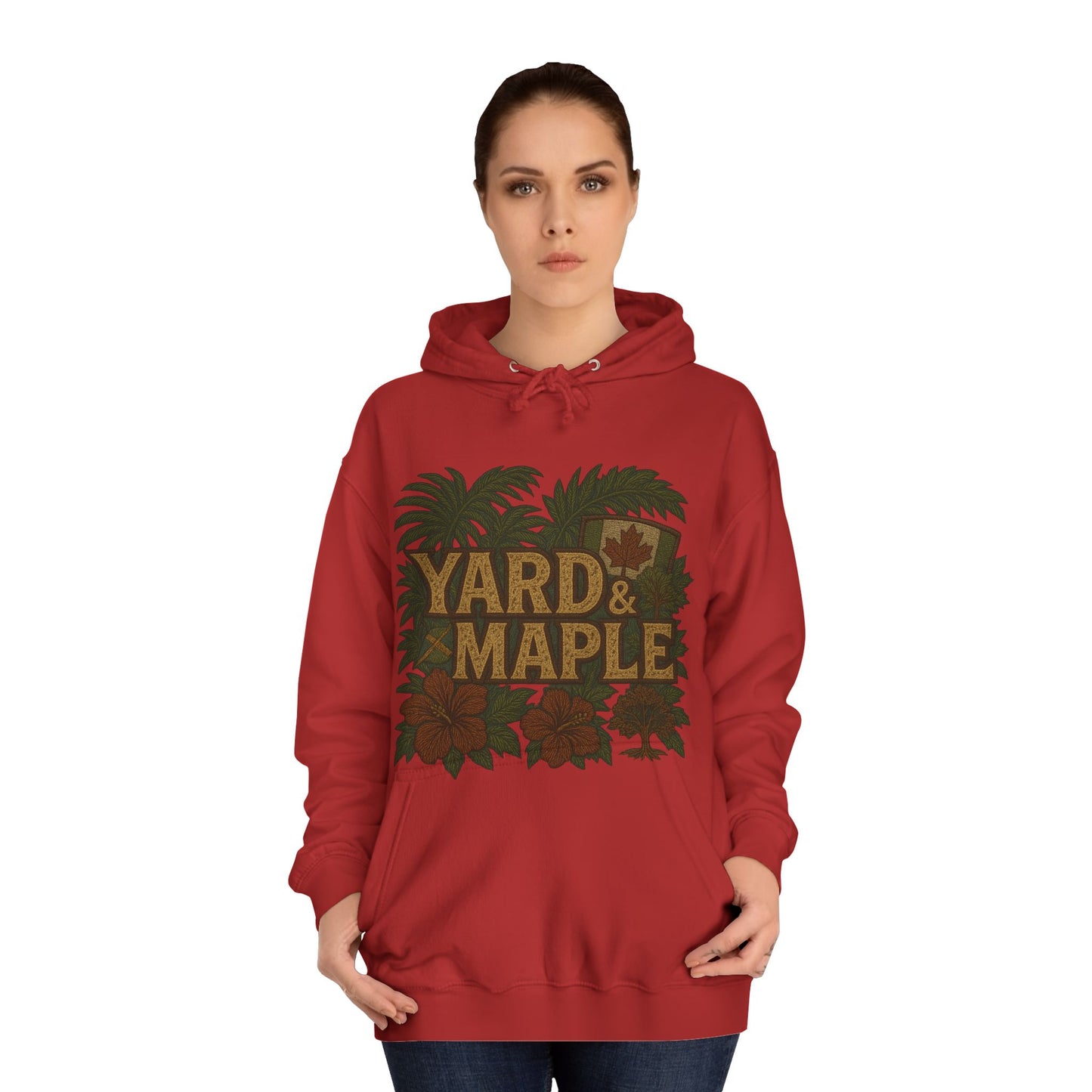 Cozy Unisex College Hoodie - Yard & Maple, Casual Wear, Student Gift, Outdoor Activity Sweater, Fall Fashion