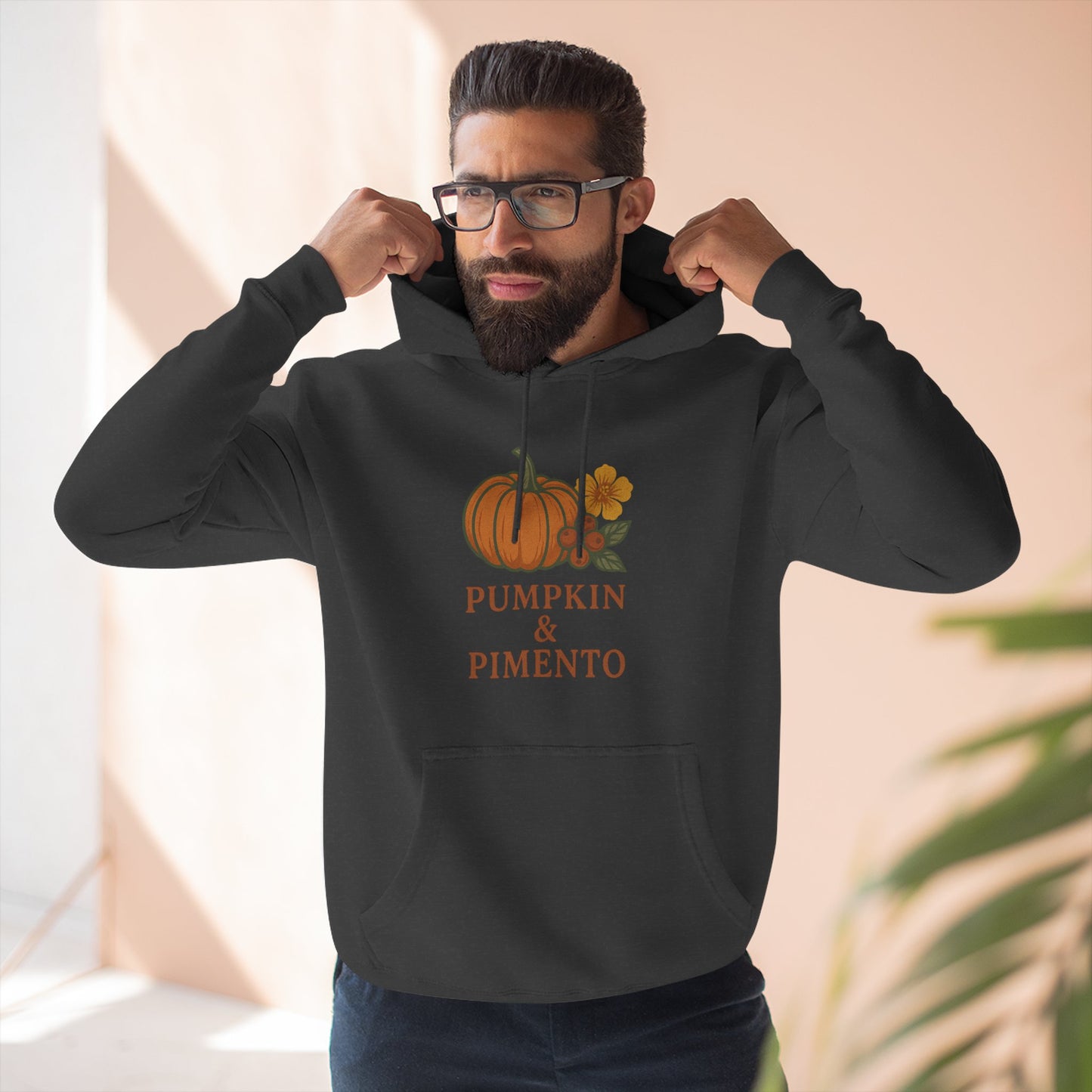 Pumpkin & Pimento Fleece Hoodie | Cozy Fall Sweater, Autumn Fashion, Comfortable Casual Wear, Gift for Pumpkin Lovers, Halloween Apparel