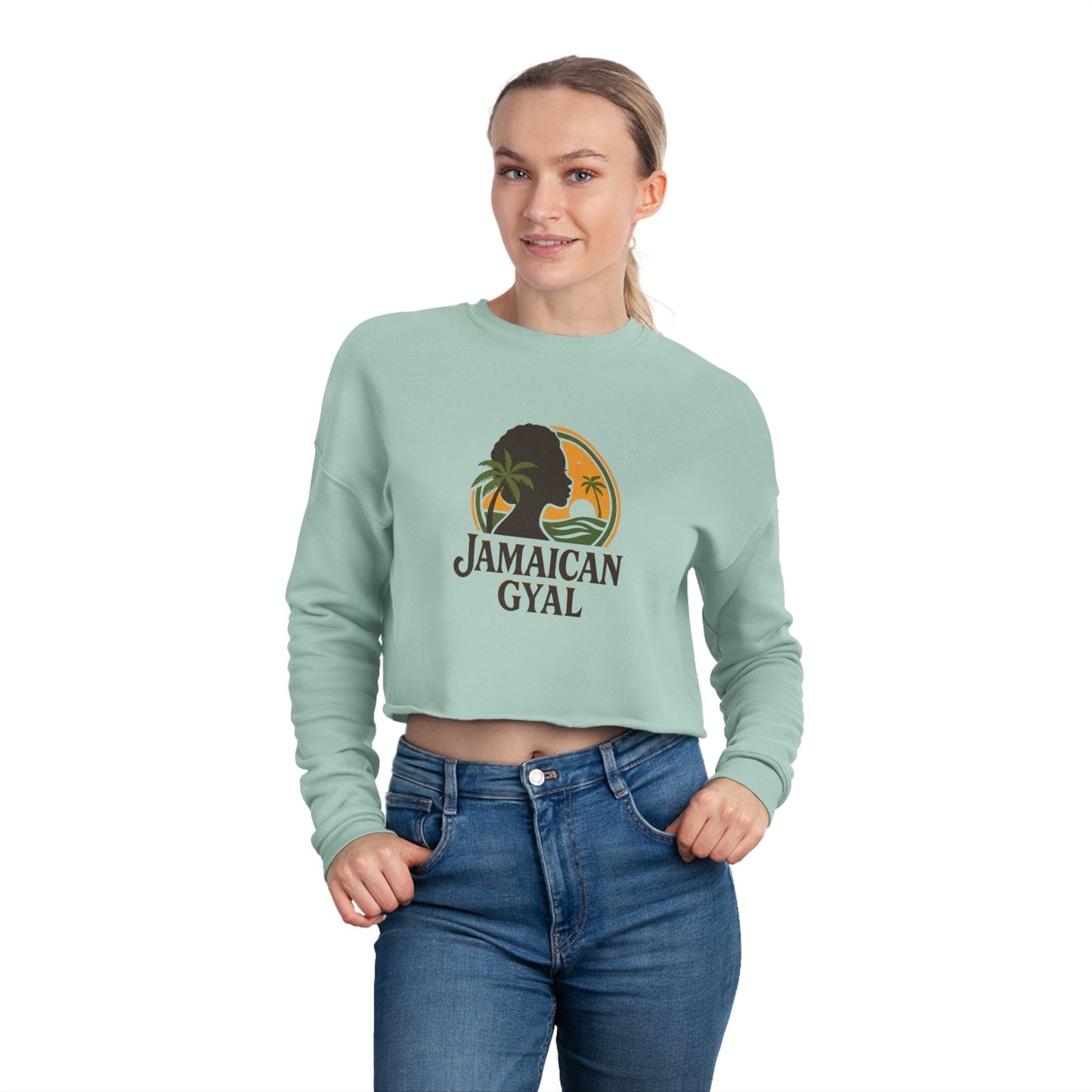 Jamaican Gyal Women's Cropped Sweatshirt | Trendy Spring Style, Perfect for Beach Days, Travel, or Casual Outfits, Gift for Friends
