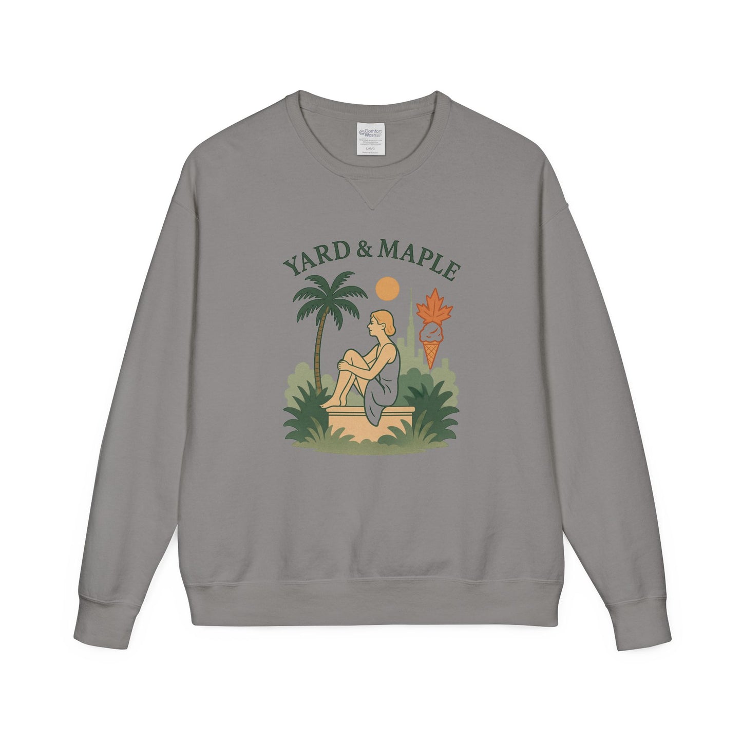 Yard & Maple Crewneck Sweatshirt, Cozy Sweatshirt, Unisex Apparel, Casual Wear, Summer Vibes, Gift for Him or Her