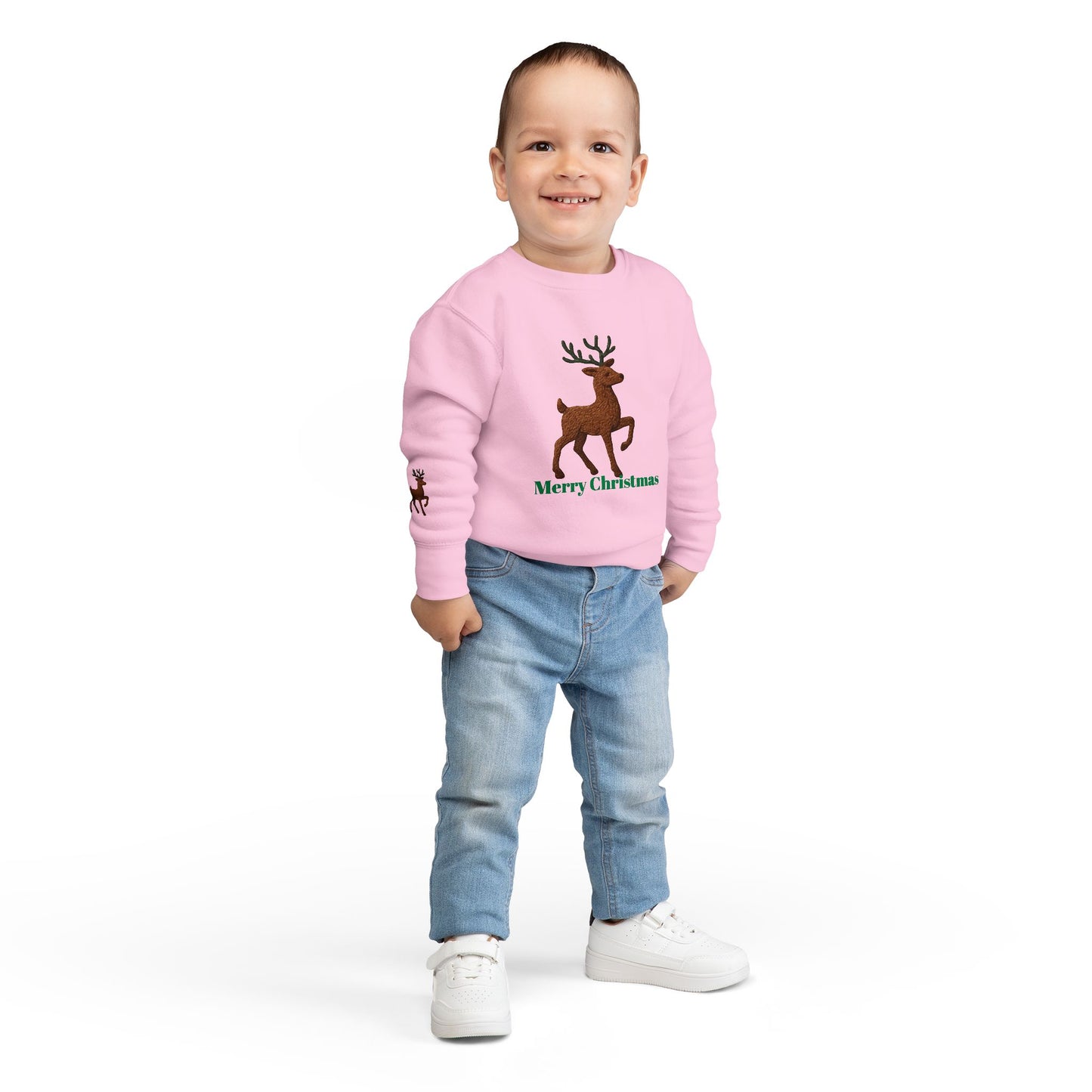Merry Christmas Toddler Sweatshirt, Holiday Kids Clothing, Cute Reindeer Pullovers, Christmas Gift for Toddlers, Winter Wear