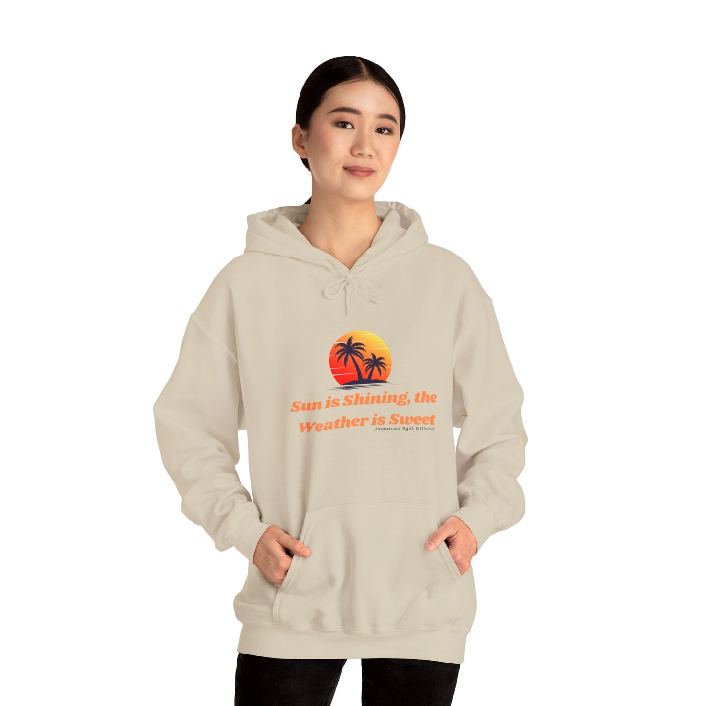 Sunshine Vibes Hoodie: Unisex Heavy Blend Sweatshirt with Tropical Design, Perfect for Summer, Beach Days, Casual Wear, Gifts