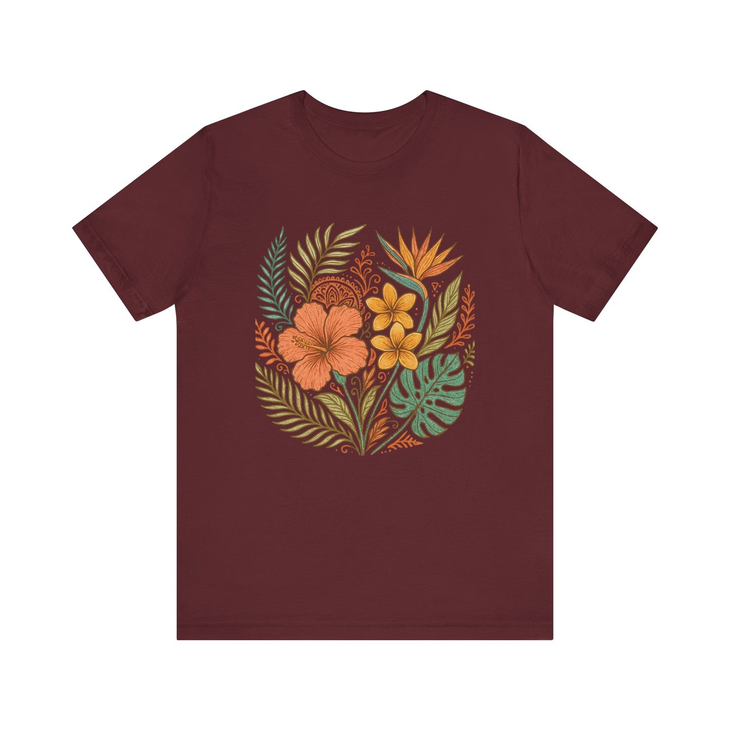 Floral Patterned Unisex Tee - Botanical Style, Summer Wardrobe Essential, Nature Lover Gift, Casual Wear, Eco-Friendly Fashion