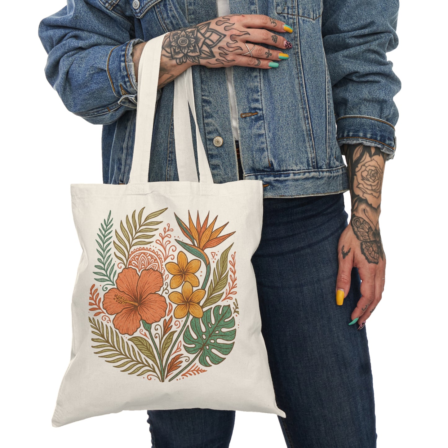 Eco-Friendly Floral Tote Bag, Gardening Gift, Beach Bag, Shopping Tote, Reusable Grocery Bag, Summer Accessory