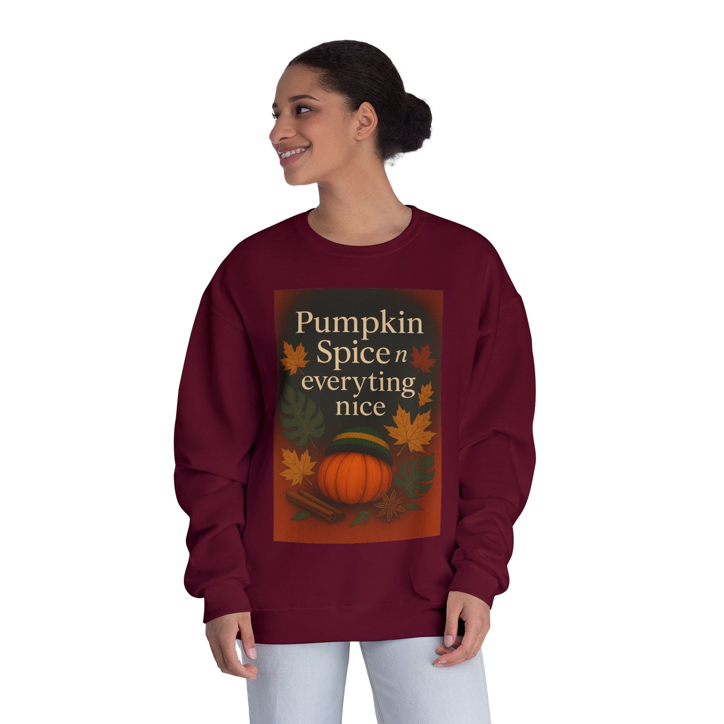 Cozy Fall Sweatshirt | Pumpkin Spice & Everything Nice | Perfect for Autumn Gatherings, Thanksgiving, and Casual Wear