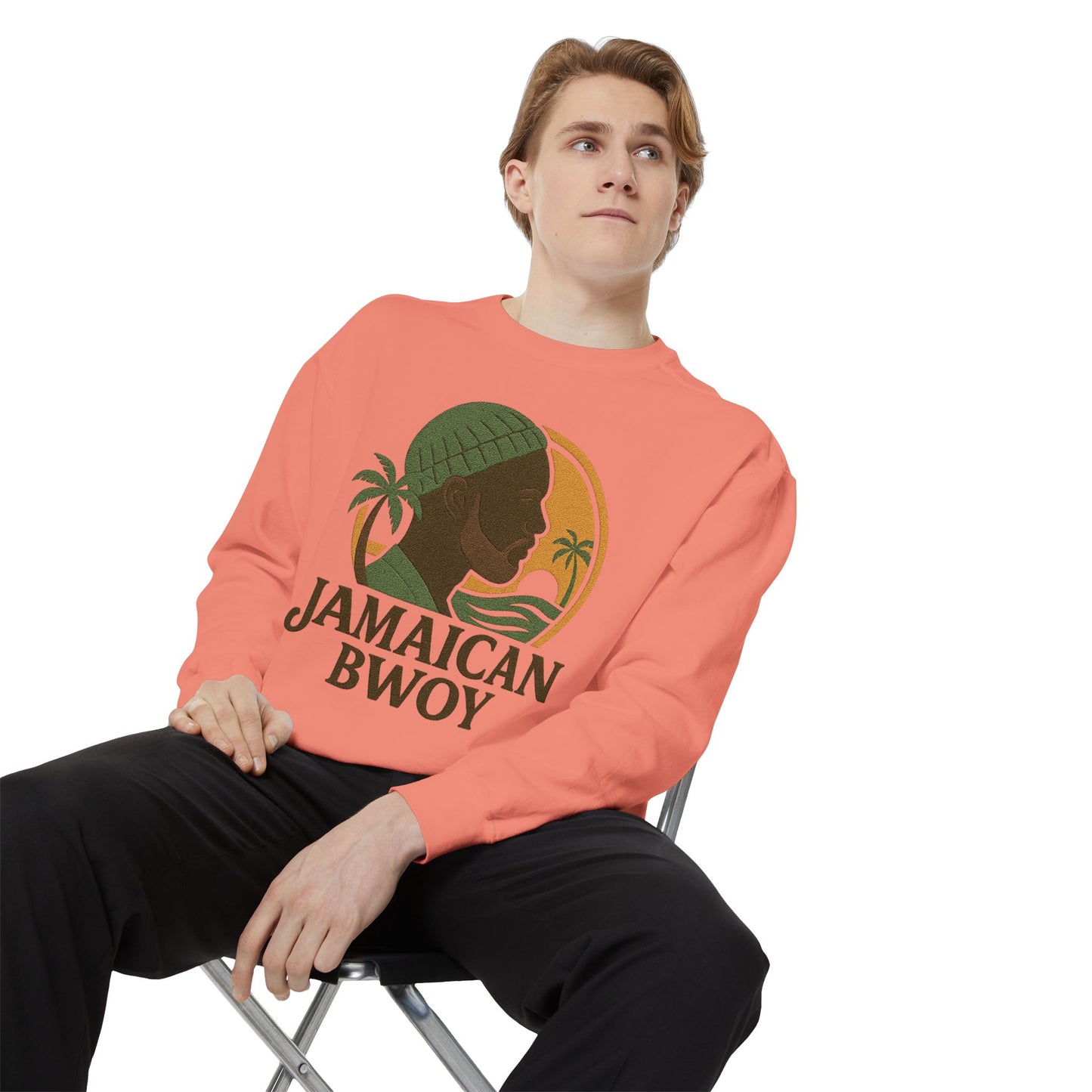 Jamaican Bwoy Sweatshirt, Cozy Unisex Pullover, Streetwear Style, Perfect Gift for Reggae Lovers, Summer Vibes Apparel, Gift for Him/Her