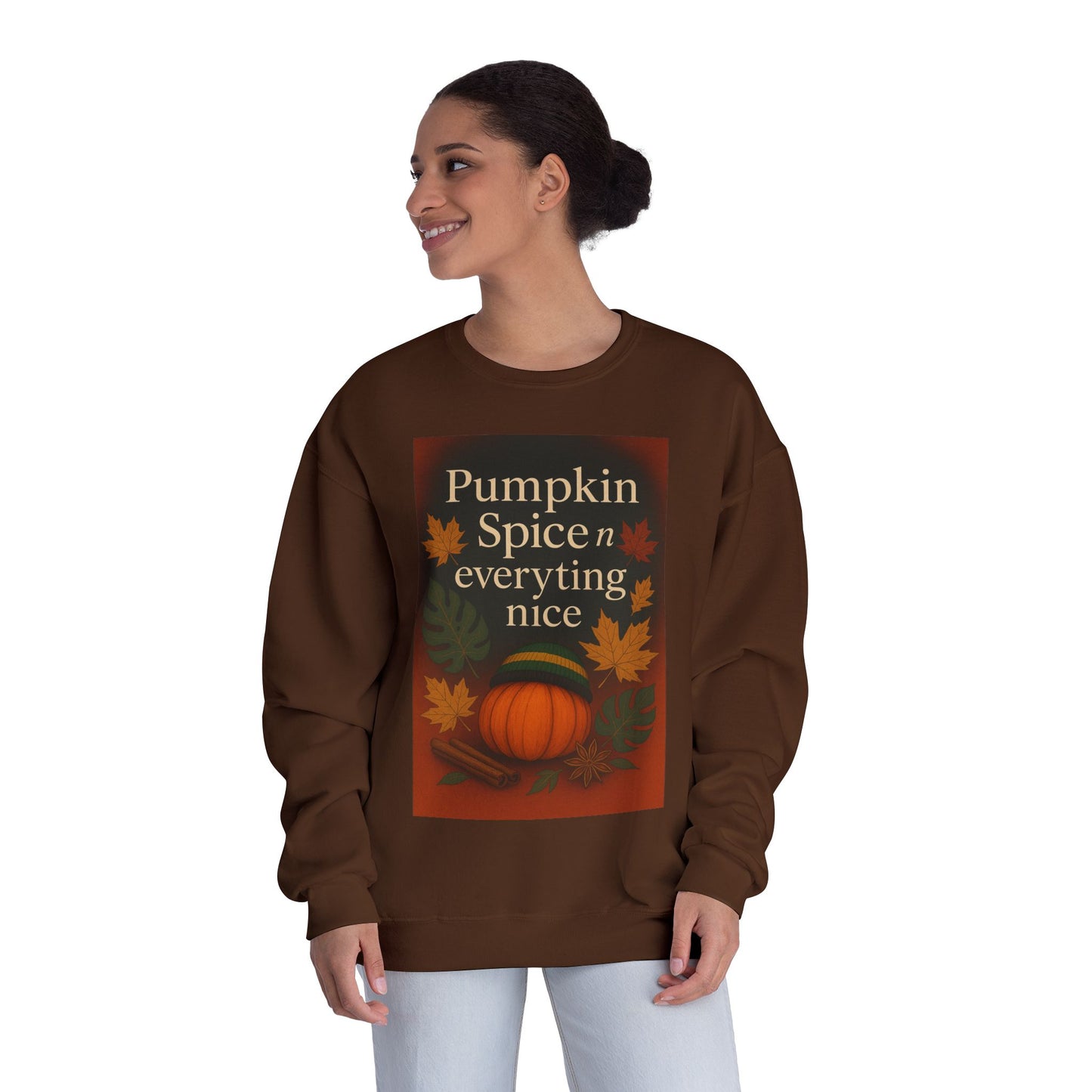 Cozy Fall Sweatshirt | Pumpkin Spice & Everything Nice | Perfect for Autumn Gatherings, Thanksgiving, and Casual Wear