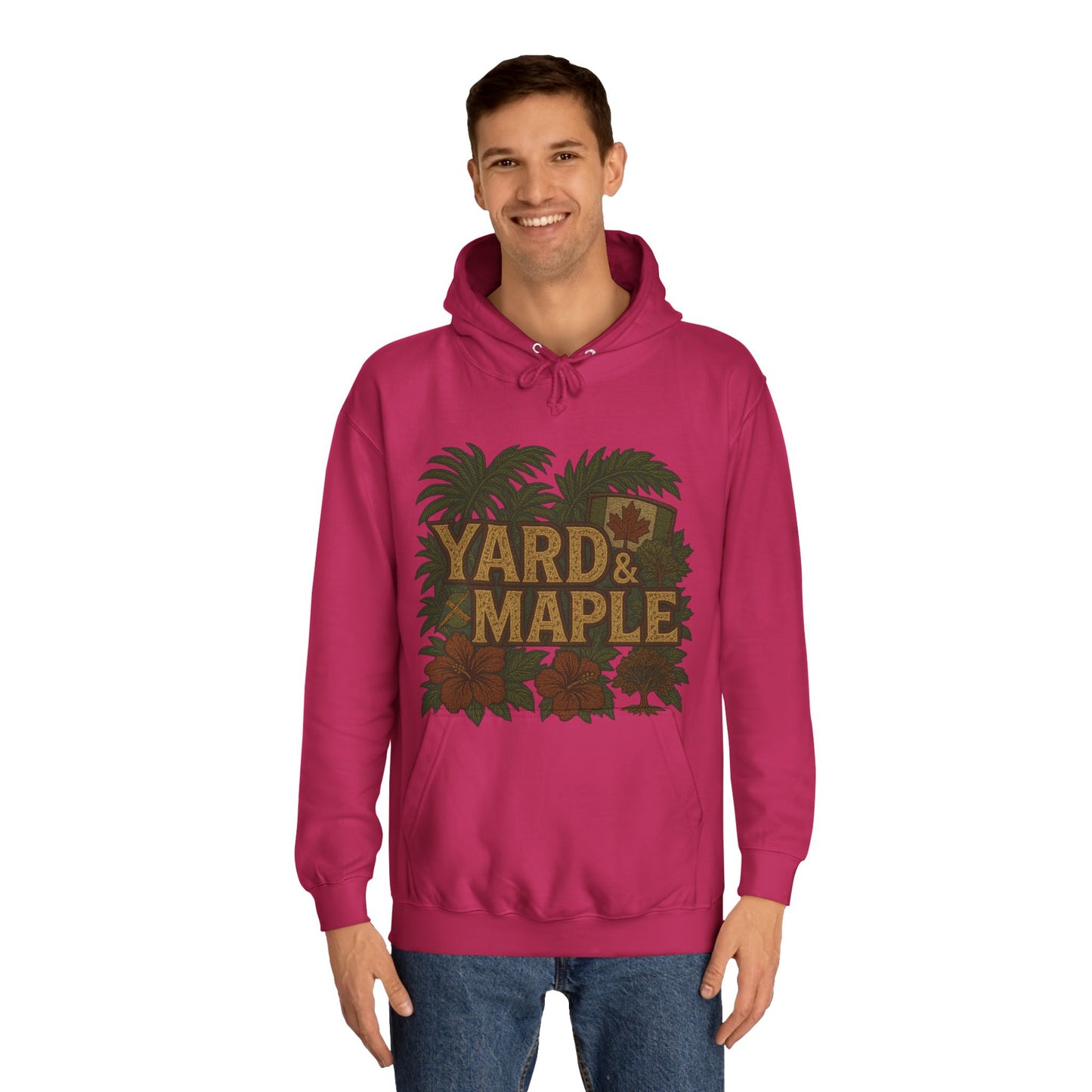 Cozy Unisex College Hoodie - Yard & Maple, Casual Wear, Student Gift, Outdoor Activity Sweater, Fall Fashion