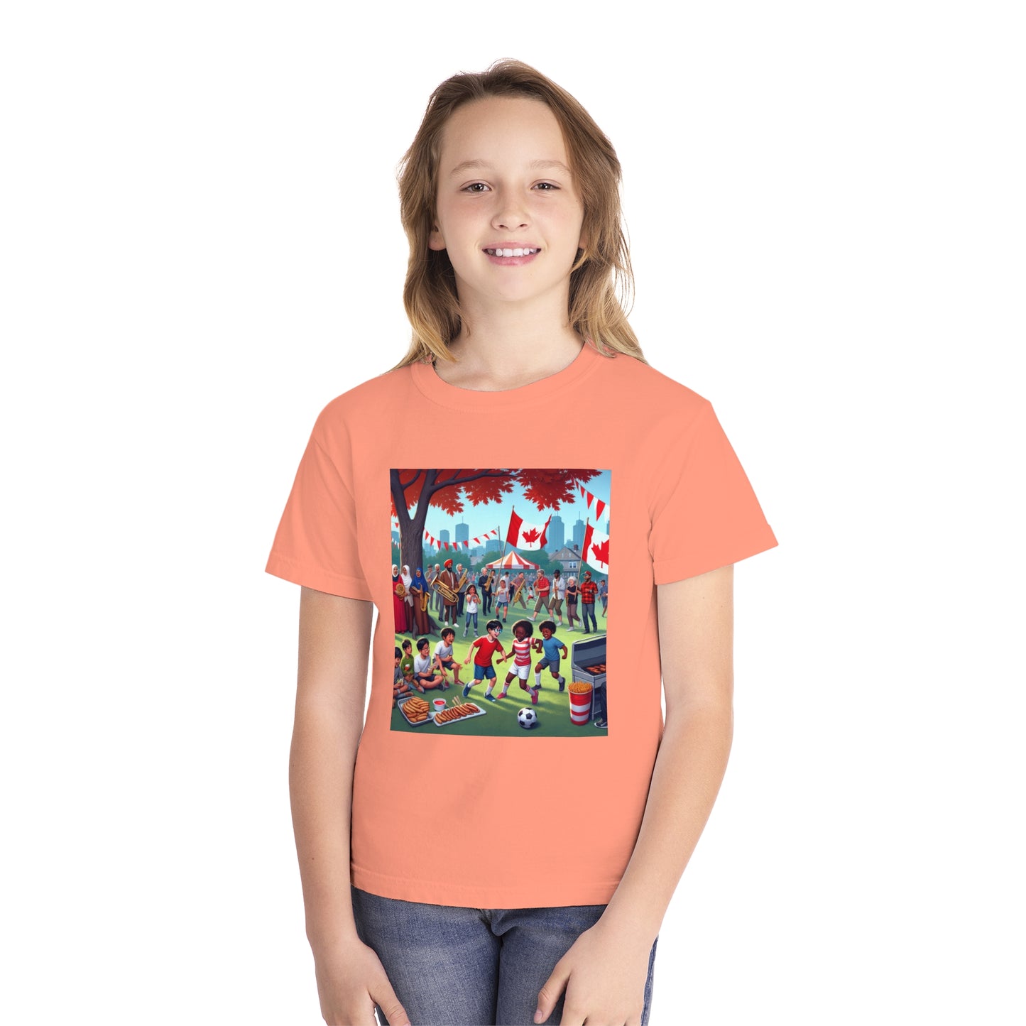Youth Canada Day Tee - Celebrate with Pride, Summer T-Shirt, Red Tee for Kids, Canada Day Celebration, Fun Youth Apparel