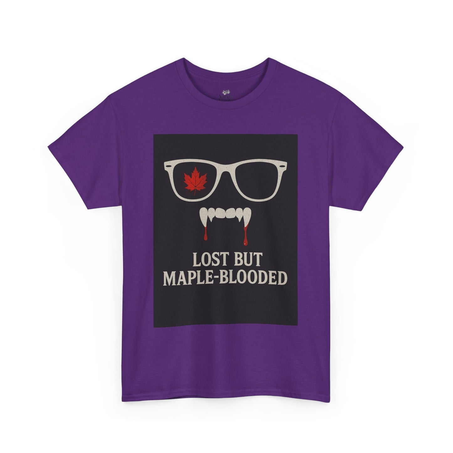 Unisex Heavy Cotton Tee with Vampire Design - Lost but Maple-Blooded Shirt for Halloween, Casual Wear, Gifts, Spooky Season, Unique Fashion