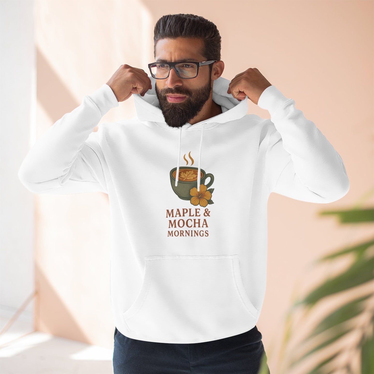 Cozy Maple & Mocha Fleece Hoodie, Perfect for Mornings, Autumn Fashion, Casualwear, Gift for Coffee Lovers