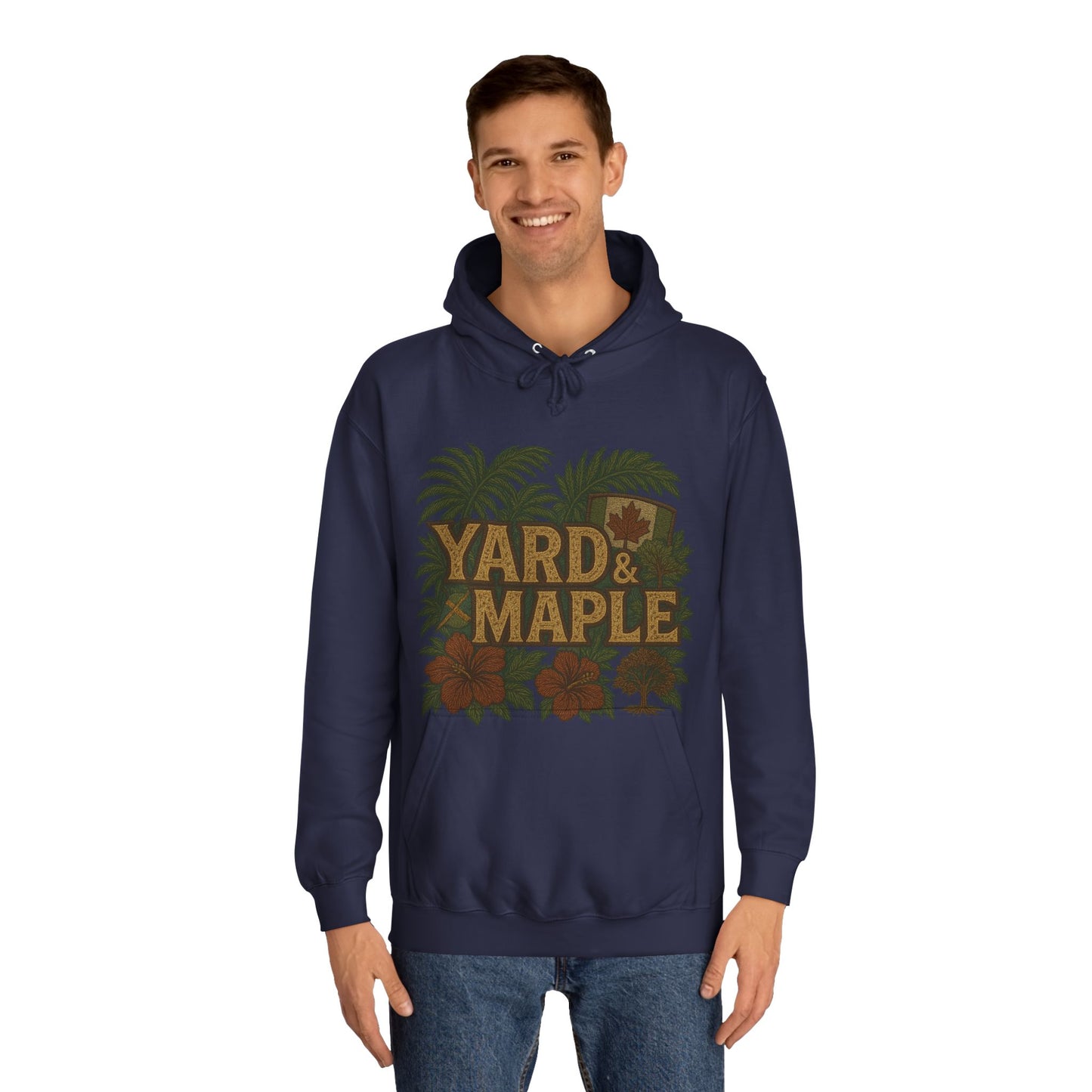 Cozy Unisex College Hoodie - Yard & Maple, Casual Wear, Student Gift, Outdoor Activity Sweater, Fall Fashion