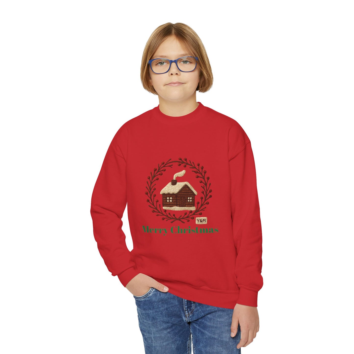 Christmas Youth Crewneck Sweatshirt, Holiday Gift, Cozy Winter Sweater, Festive Christmas Apparel, Toddler Sweatshirt
