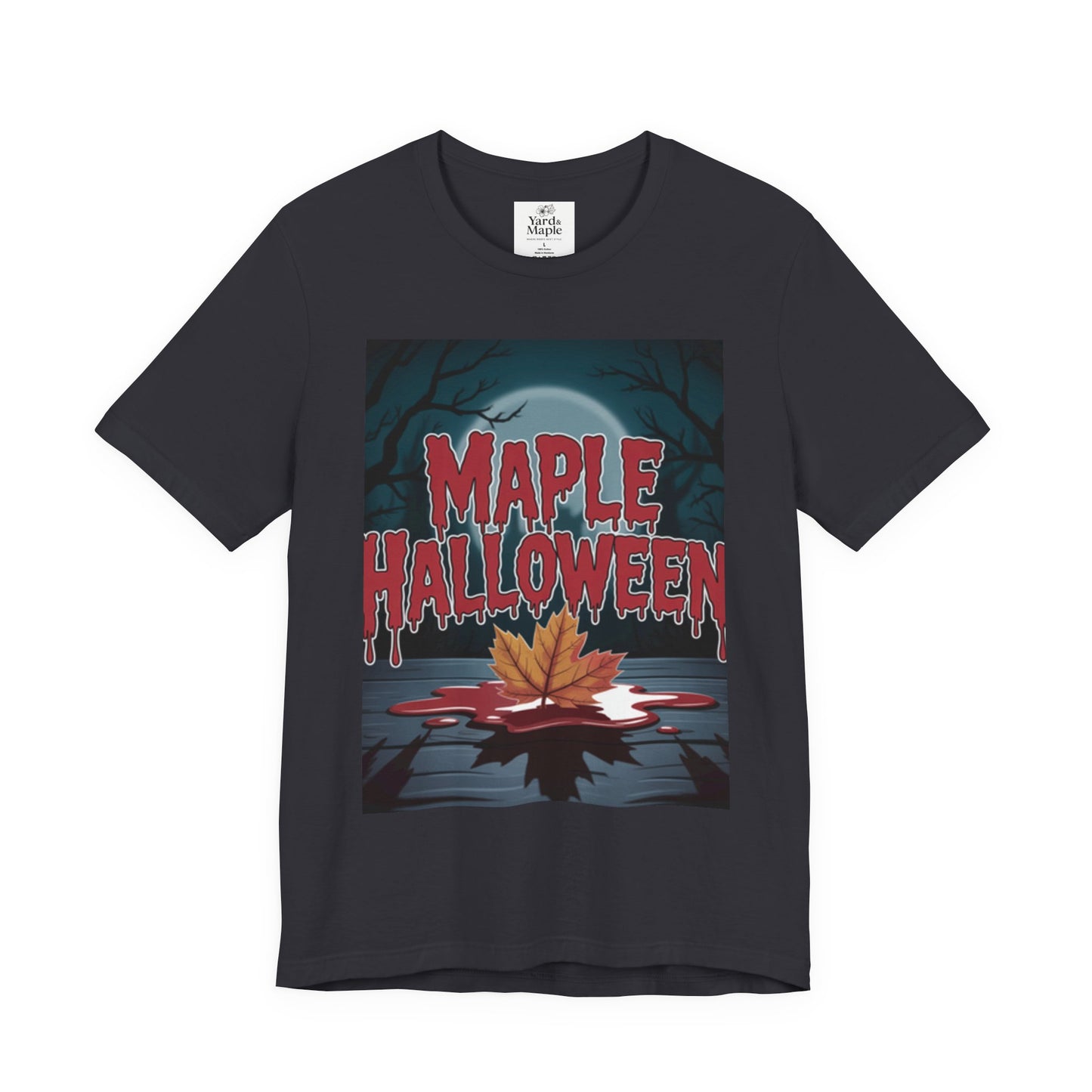 Maple Halloween Tee - Spooky Unisex Jersey Short Sleeve T-Shirt for Autumn Celebrations, Halloween Parties, Fall Fashion, Unique Gift