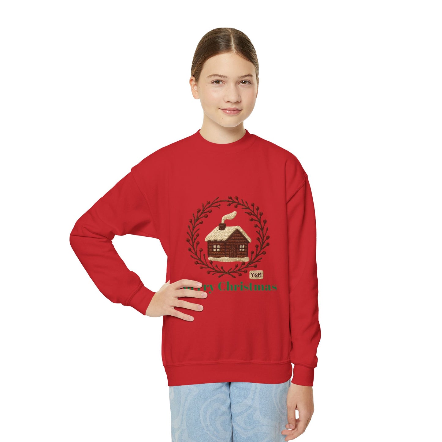 Christmas Youth Crewneck Sweatshirt, Holiday Gift, Cozy Winter Sweater, Festive Christmas Apparel, Toddler Sweatshirt