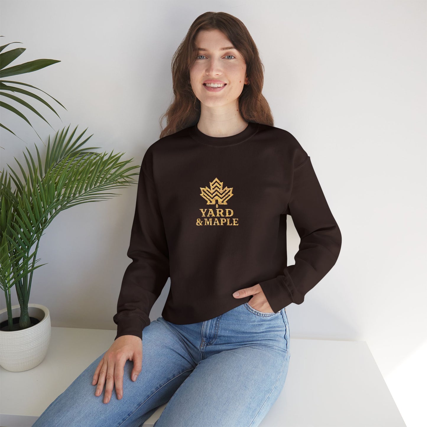 Cozy Unisex Crewneck Sweatshirt with Embroidered Leaf Design, Perfect for Fall, Thanksgiving, Casual Outings, Friends and Family Gatherings, Gifts