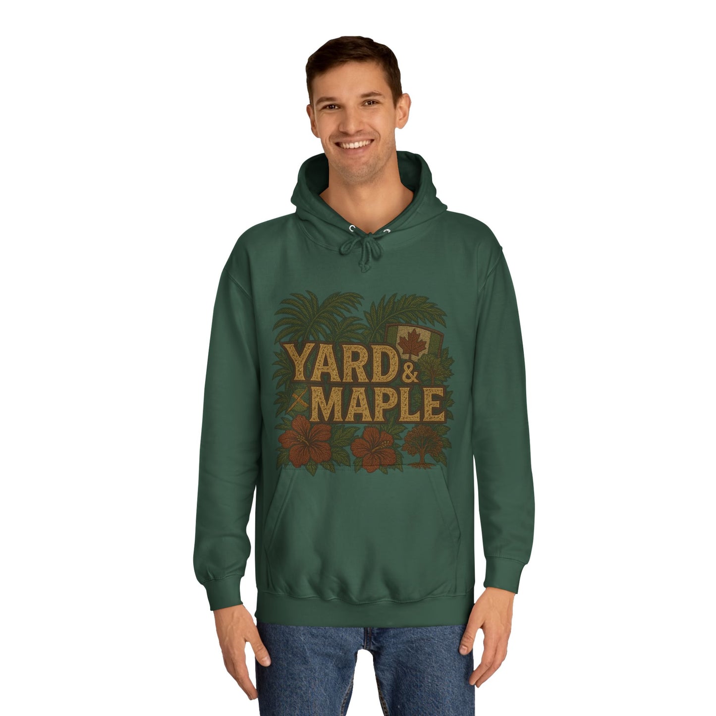 Cozy Unisex College Hoodie - Yard & Maple, Casual Wear, Student Gift, Outdoor Activity Sweater, Fall Fashion