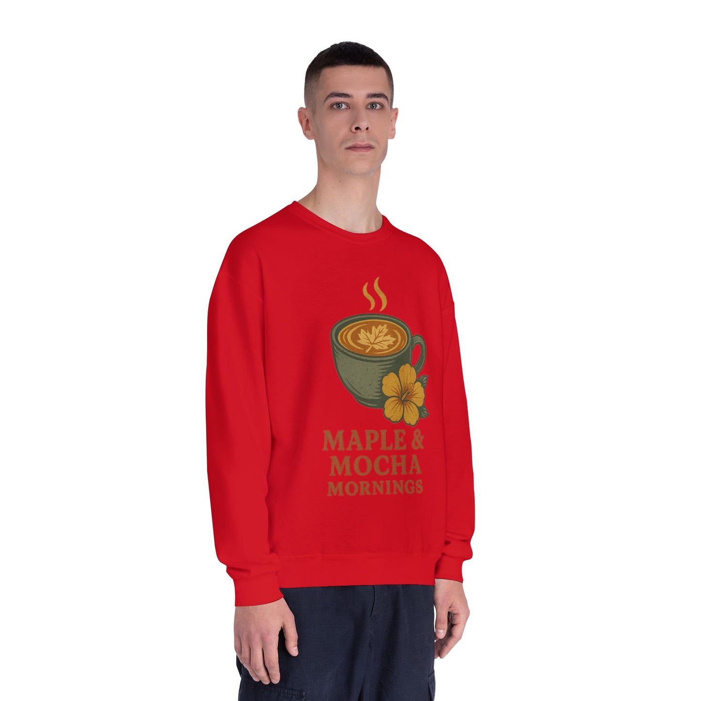 Cozy Coffee Sweatshirt - Maple & Mocha Mornings Unisex Crewneck, Warm Gift for Coffee Lovers, Casual Fall Fashion, Weekend Relaxation